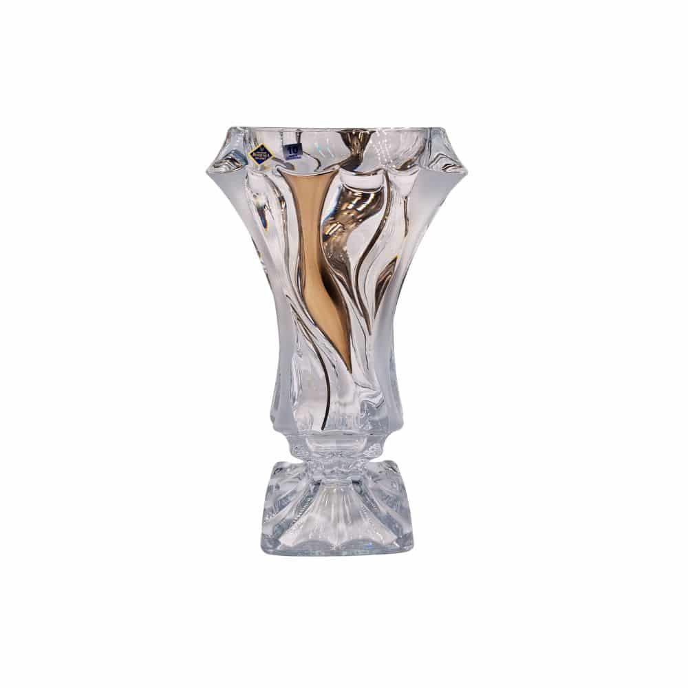 Bohemia Crystal Vase Bamboo Non Lead With Fond & Platinum -Bohemia Crystal