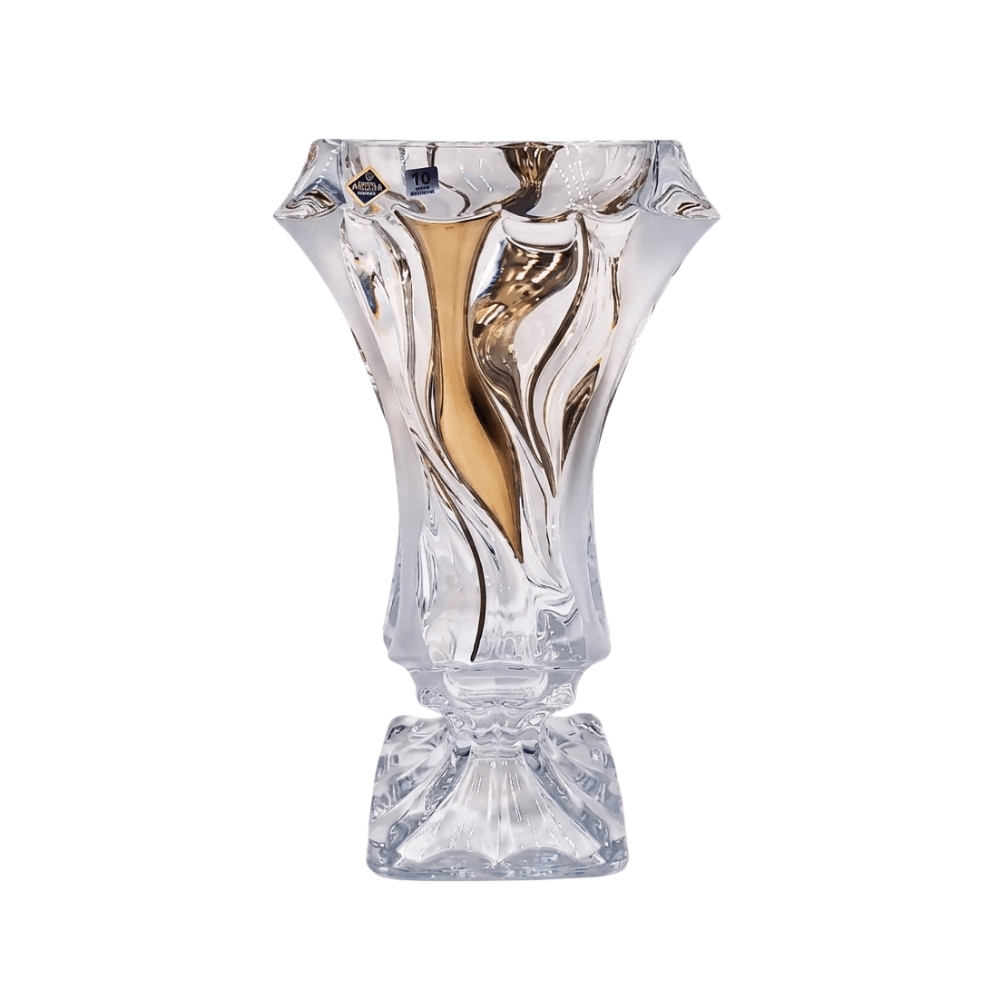 Bohemia Crystal Vase Bamboo Non Lead With Fond & Platinum -Bohemia Crystal
