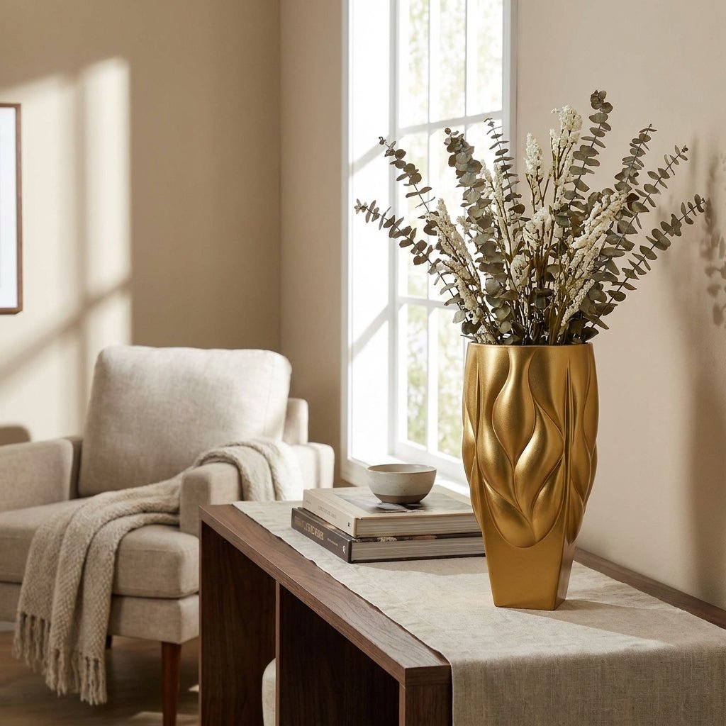 Bohemia Crystal Vase Bamboo Type 2 Non Lead With Gold Satin -Bohemia Crystal
