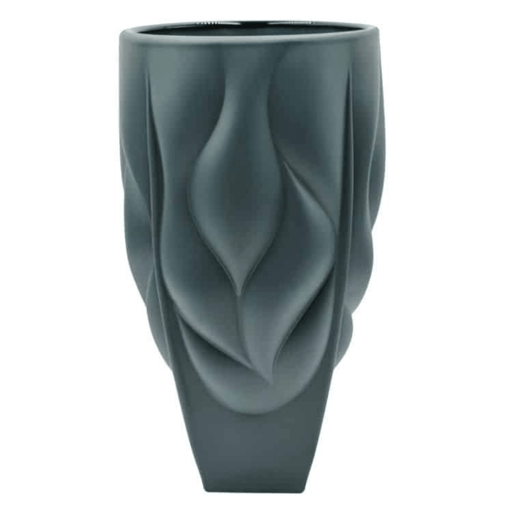 Bohemia Crystal Vase Bamboo Type 2 Non Lead With Olive Satin -Bohemia Crystal