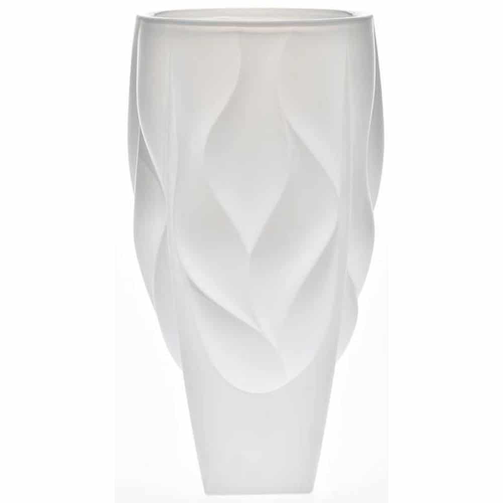 Bohemia Crystal Vase Bamboo Type 2 Non Lead With White Satin -Bohemia Crystal