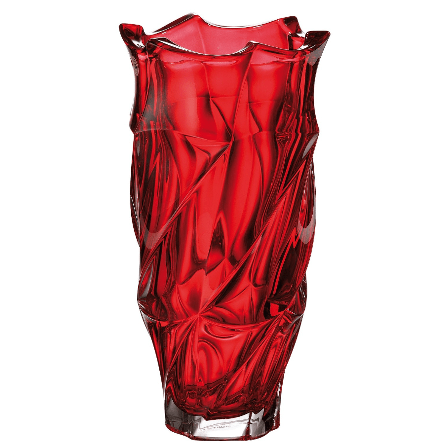 Bohemia Flamenco Vase 300mm Red -Bohemia Crystal