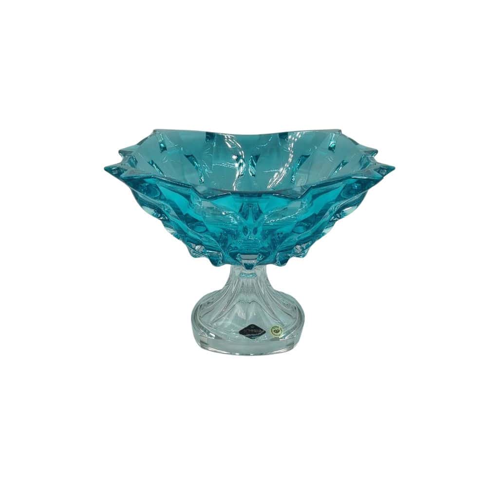 Bohemia Footed Large Bowl Samba Aquamarine 305mm -Bohemia Crystal