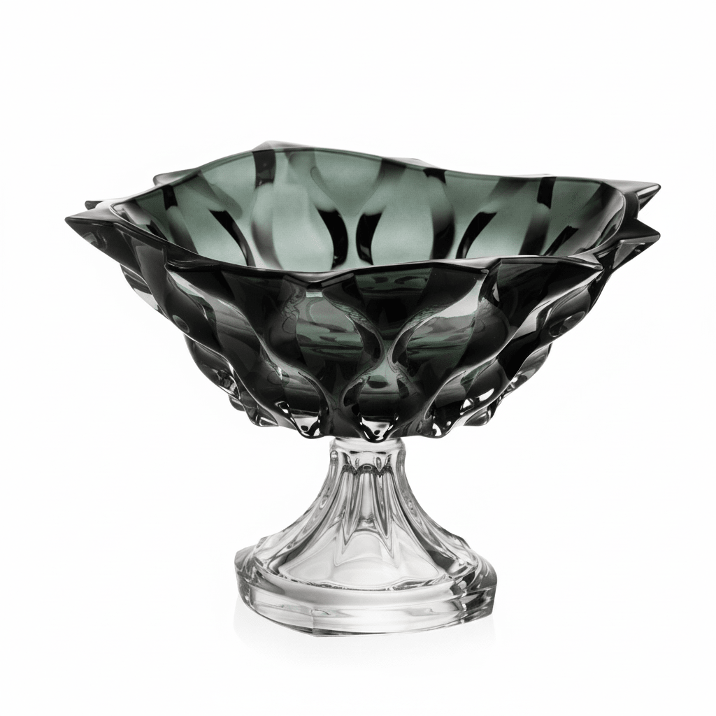 Bohemia Footed Large Bowl Samba Grey Smoke 305mm -Bohemia Crystal