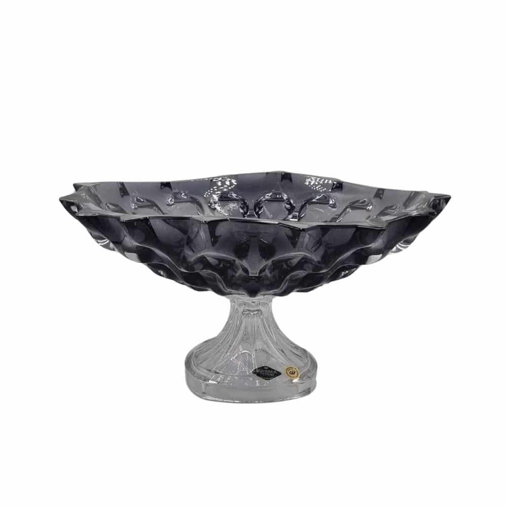 Bohemia Footed Shallow Bowl Samba Light Grey 350mm -Bohemia Crystal
