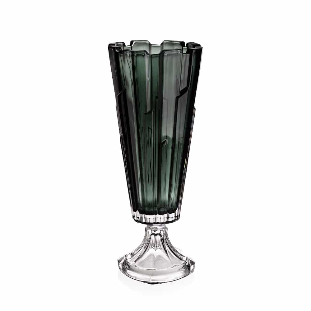 Bohemia Footed Vase Bolero Grey Smoke 405mm -Bohemia Crystal
