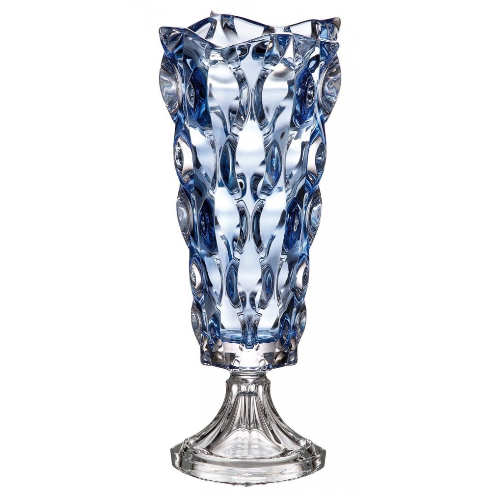Bohemia Footed Vase Samba Blue 405mm -Bohemia Crystal