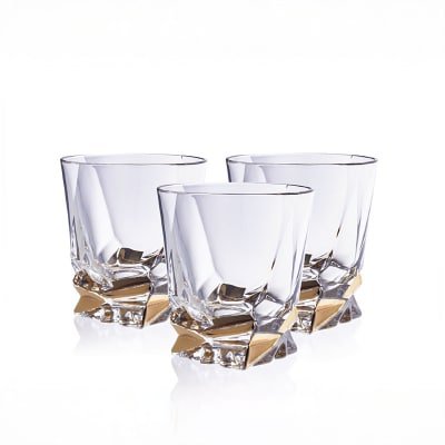 Bohemia Porto Step Gold Décor Tumbler 320ml Set of 6 -Bohemia Crystal