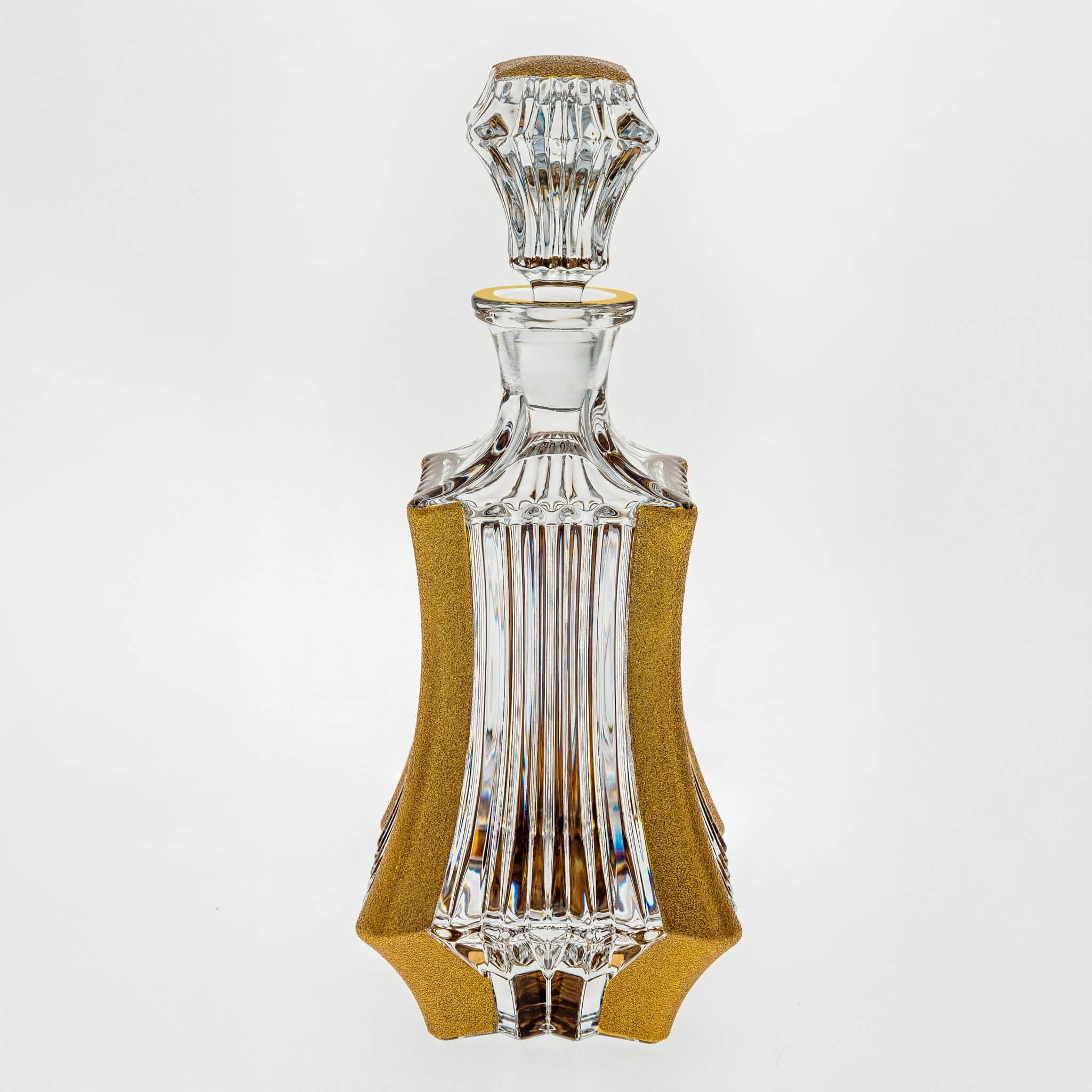 Bohemia Prague Decanter With Golden Ice -Bohemia Crystal