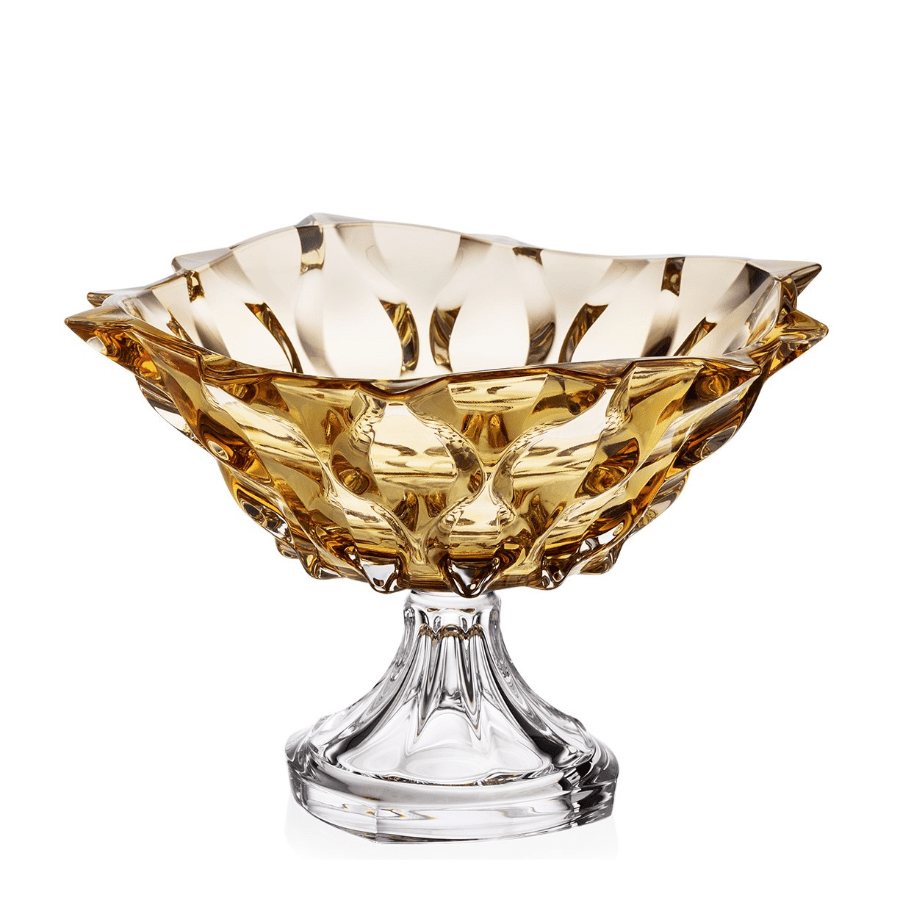 Bohemia Samba Footed Large Bowl 305mm Amber -Bohemia Crystal