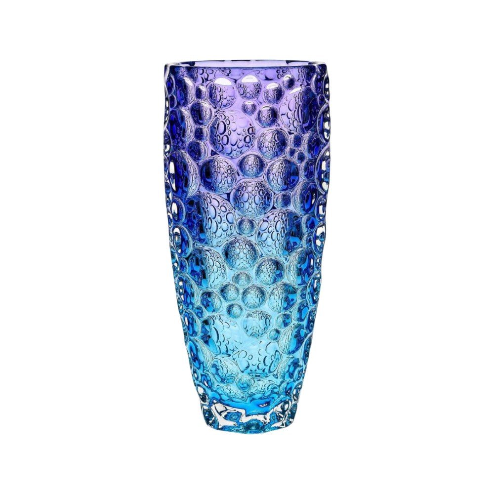 Bohemia Vase Lisboa 350mm With Blue & Purple Colors -Bohemia Crystal