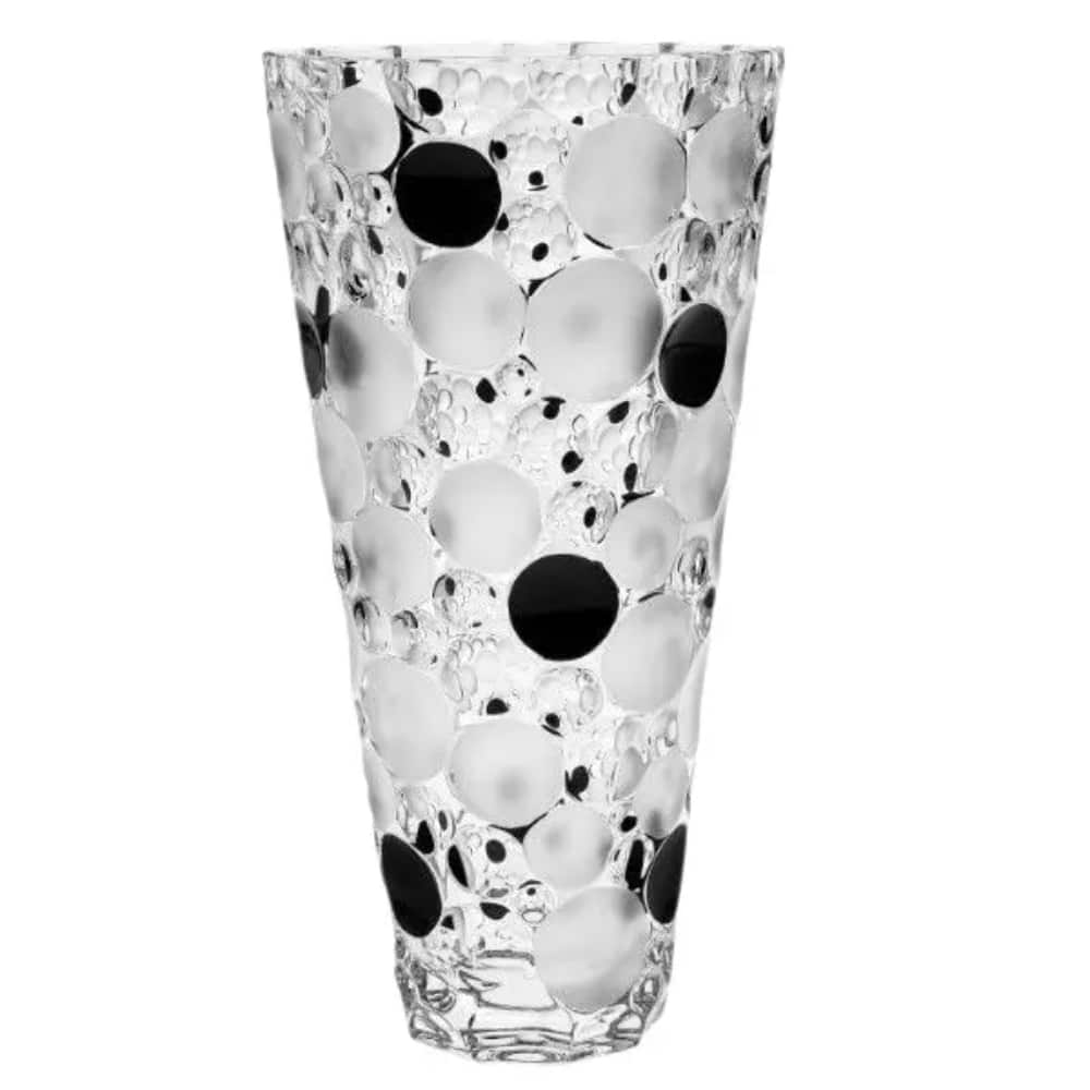 Bohemia Vase Lisboa With Fond & Black Lister Lead Crystal -Bohemia Crystal