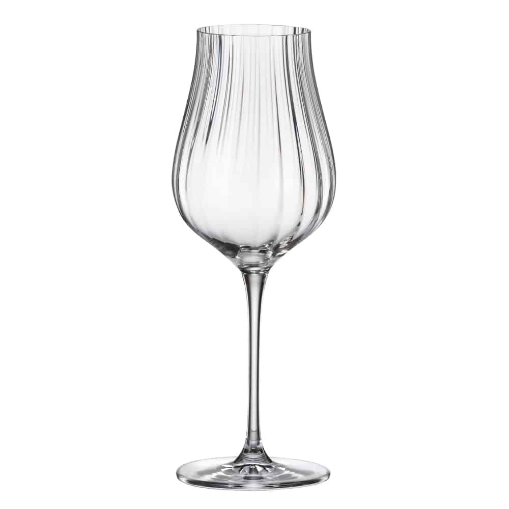 Bohemia White Wine Limosa Optic 24X 400ml Set of 6 -Bohemia Crystal