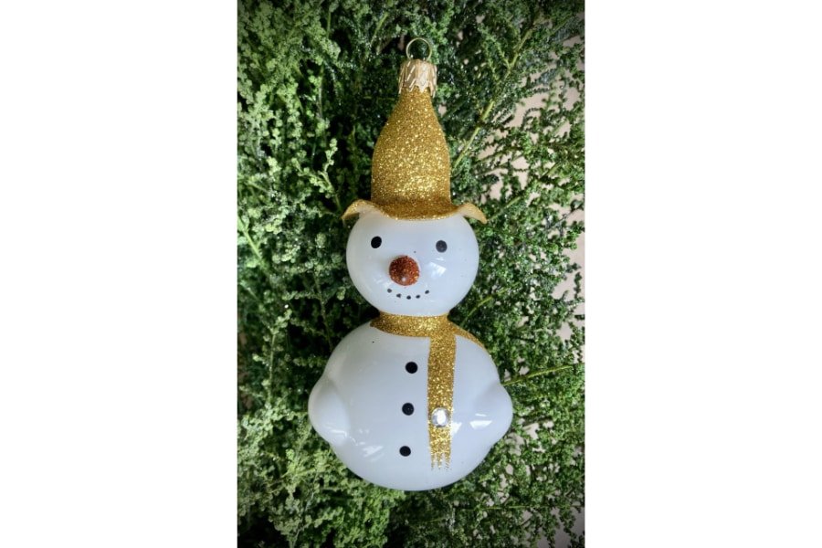 Christmas Bauble Novelty - Snowman Gold -Spilhaus
