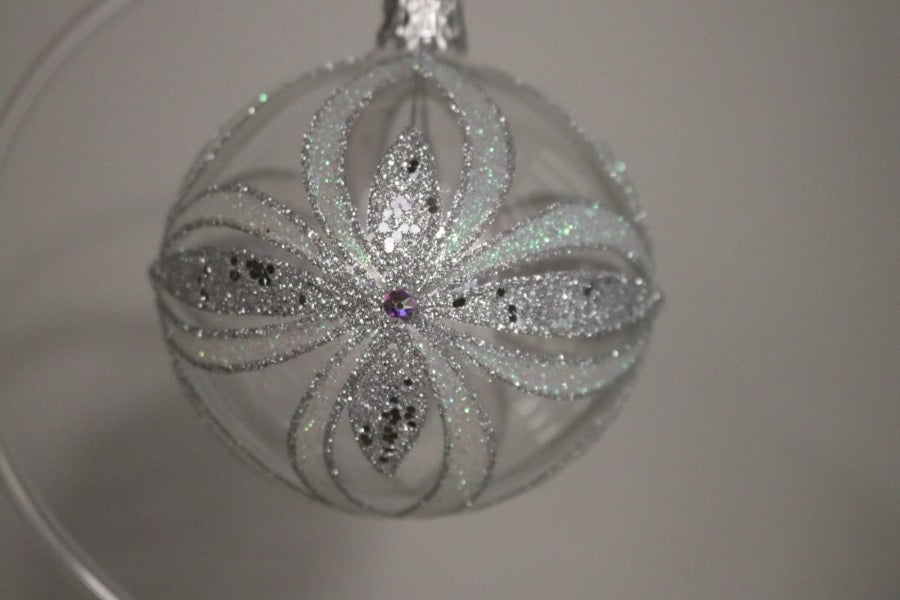 Christmas Baubles Clear Butterfrly White/Silver -Spilhaus