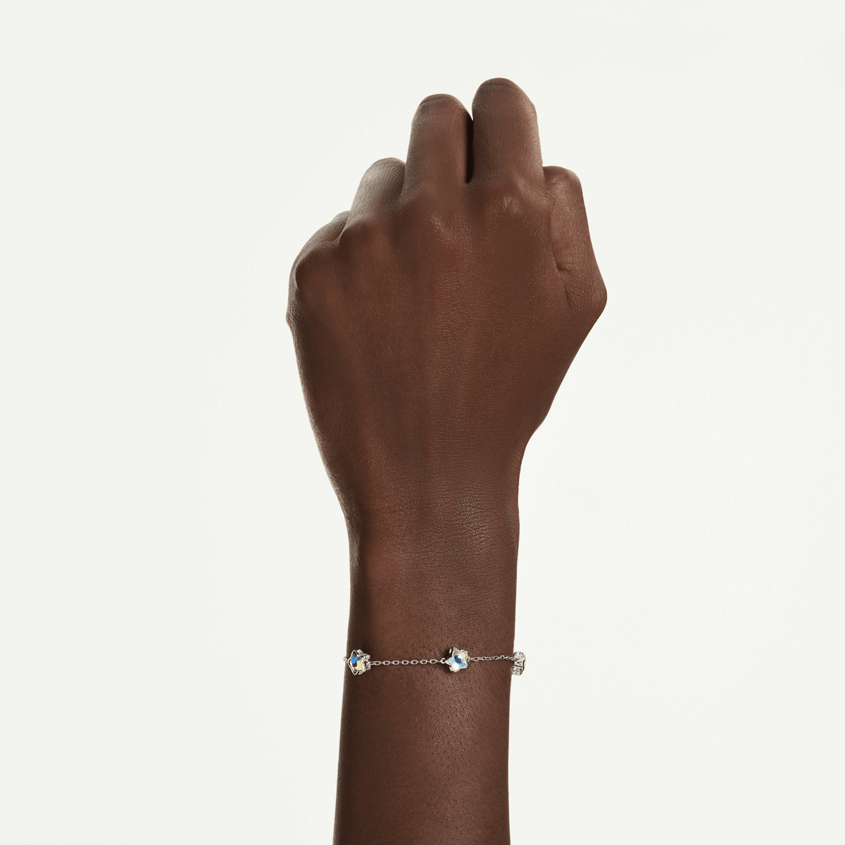 Chroma bracelet, Star, White, Rhodium plated -Swarovski