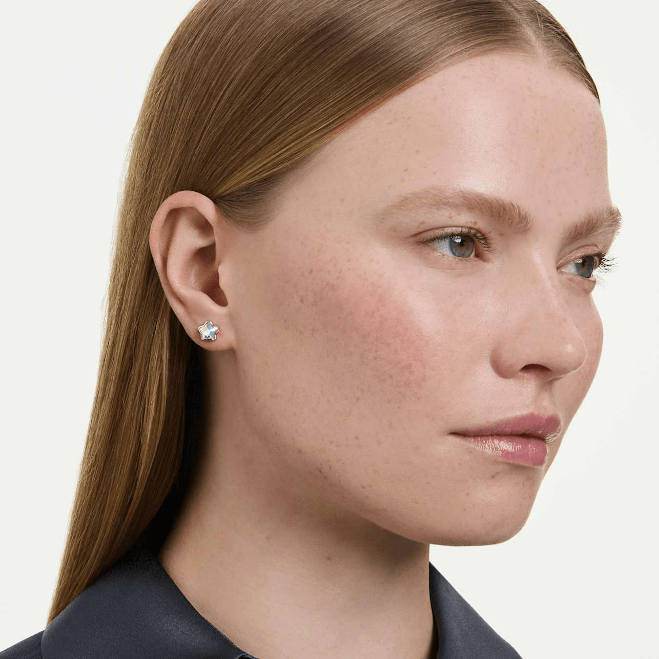 Chroma earrings, Mixed cuts, Star, White, Rhodium plated -Swarovski