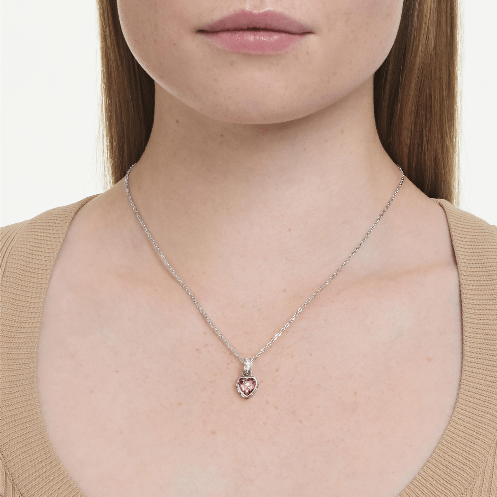 Chroma pendant, Mixed cuts, Pink, Rhodium plated -Swarovski