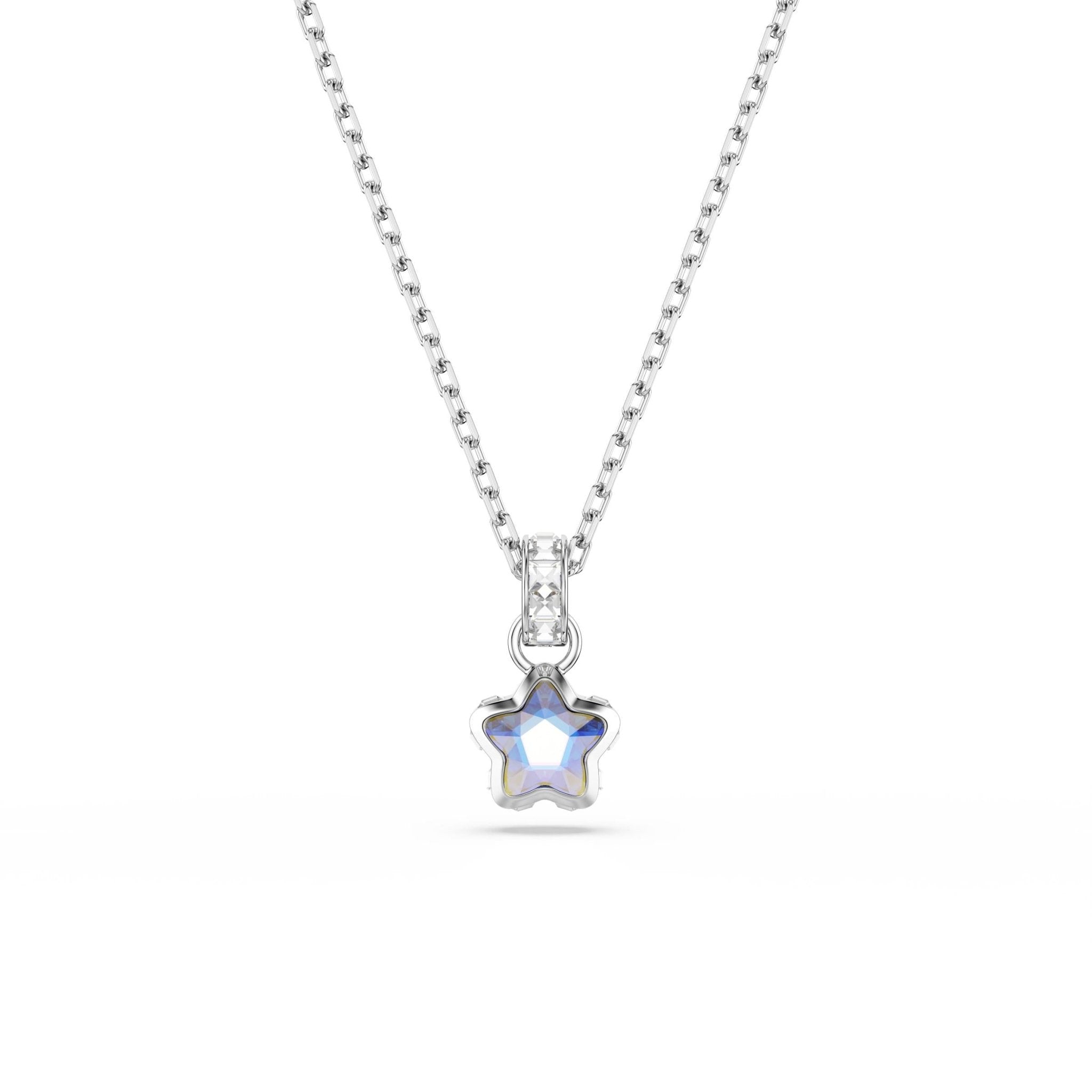 Chroma pendant, Mixed cuts, Star, White, Rhodium plated -Swarovski