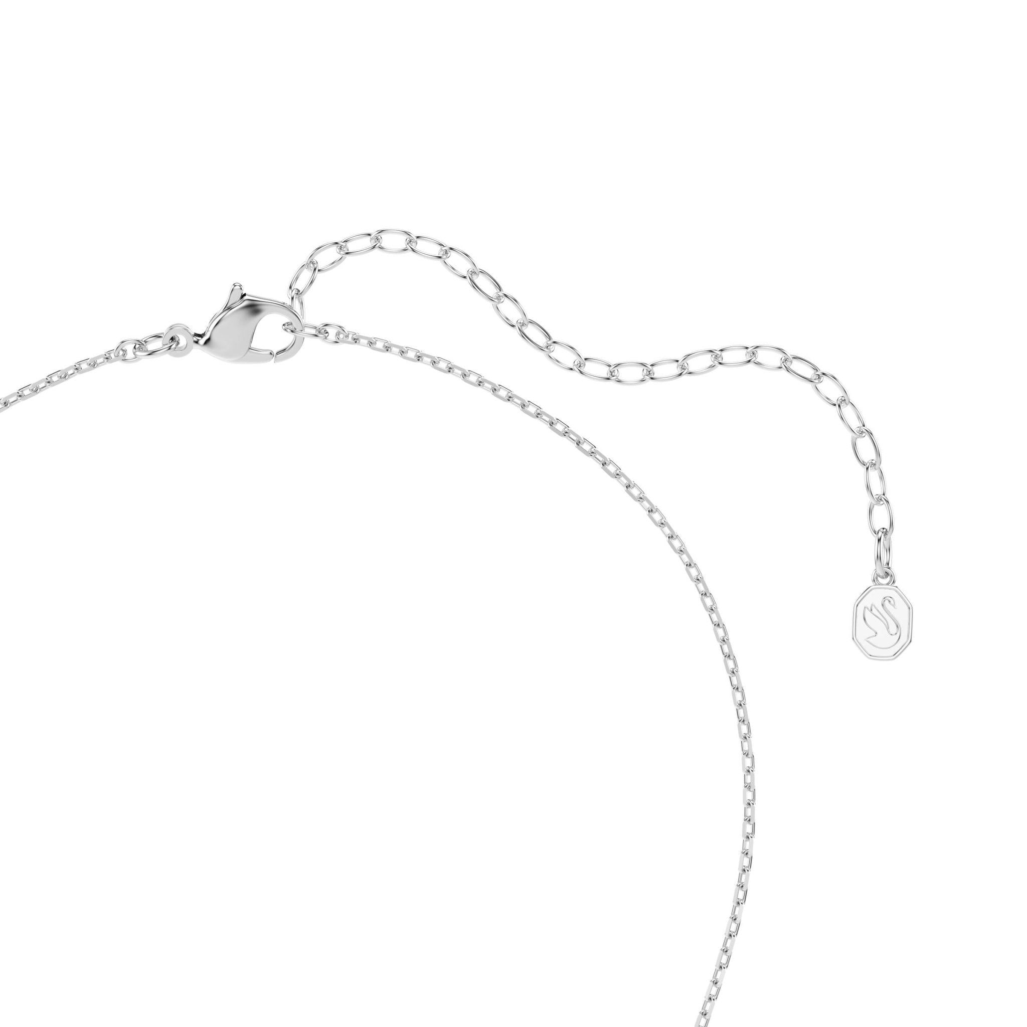 Chroma pendant, Mixed cuts, Star, White, Rhodium plated -Swarovski