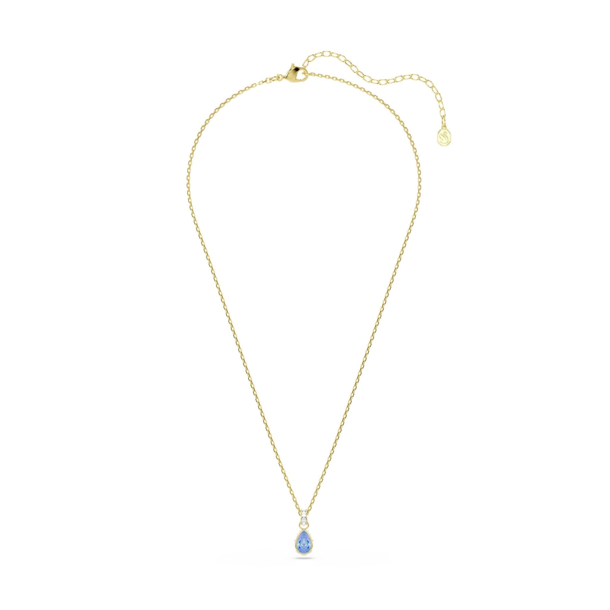 Chroma pendant, Pear cut, Blue, 18K gold finish -Swarovski