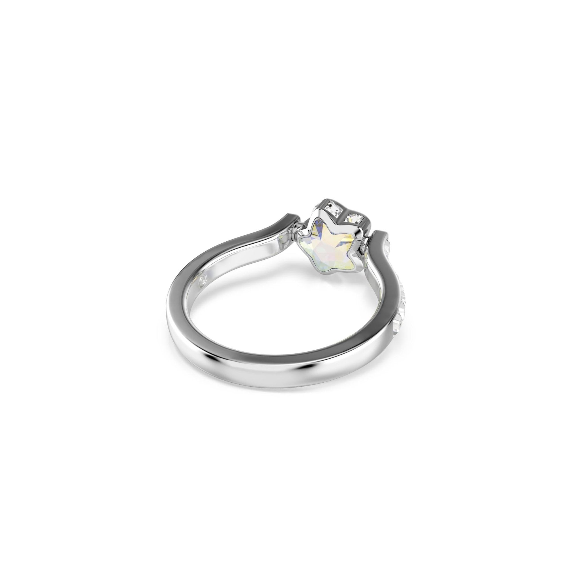 Chroma ring, Mixed cuts, Star, White, Rhodium plated -Swarovski