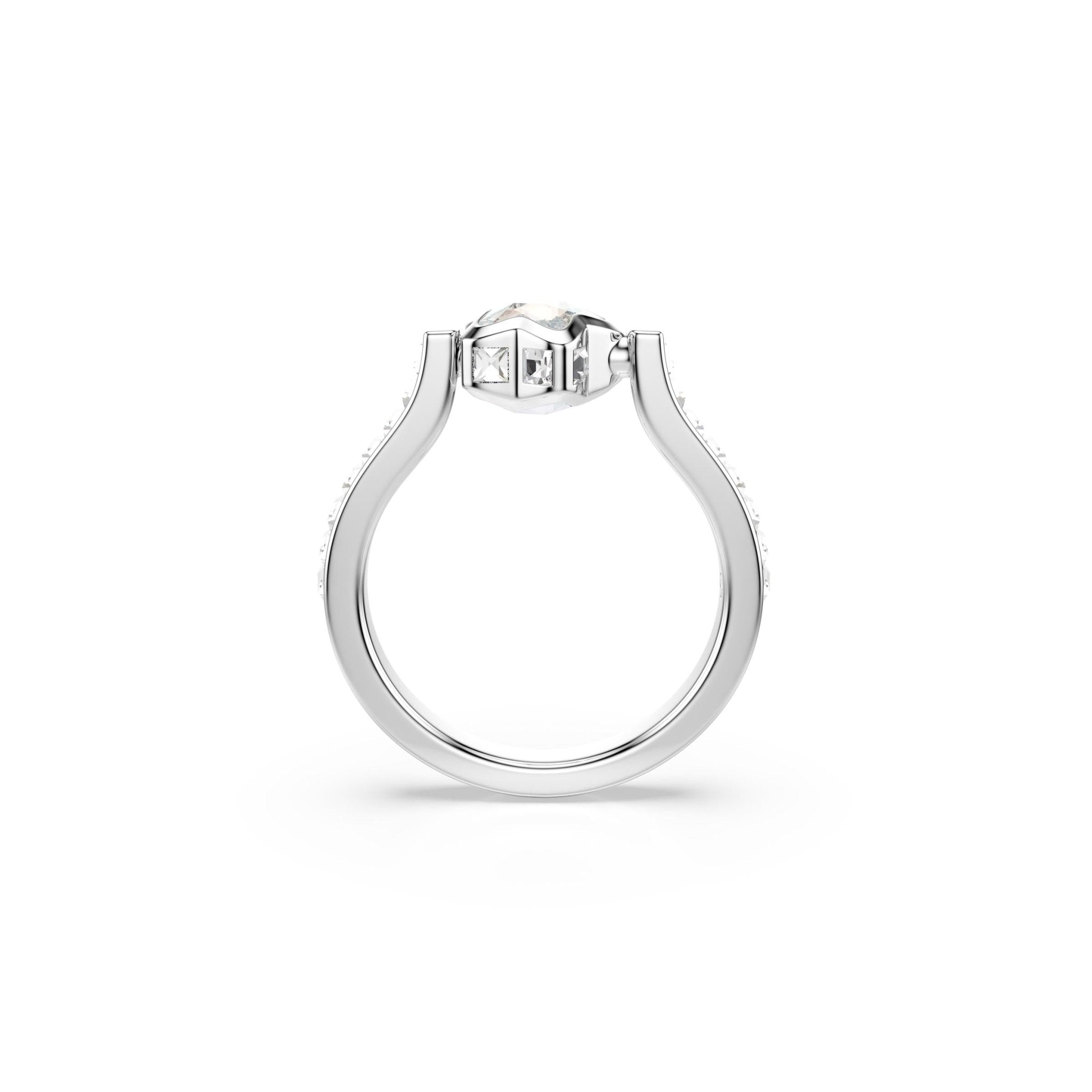 Chroma ring, Mixed cuts, Star, White, Rhodium plated -Swarovski