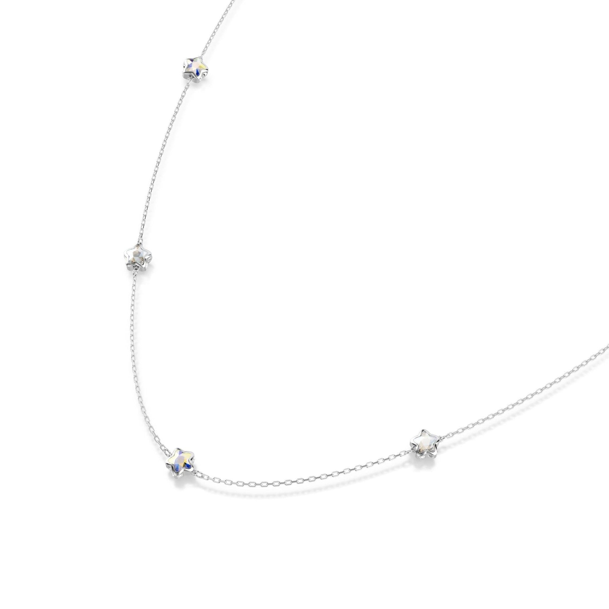 Chroma strandage, Star, White, Rhodium plated -Swarovski