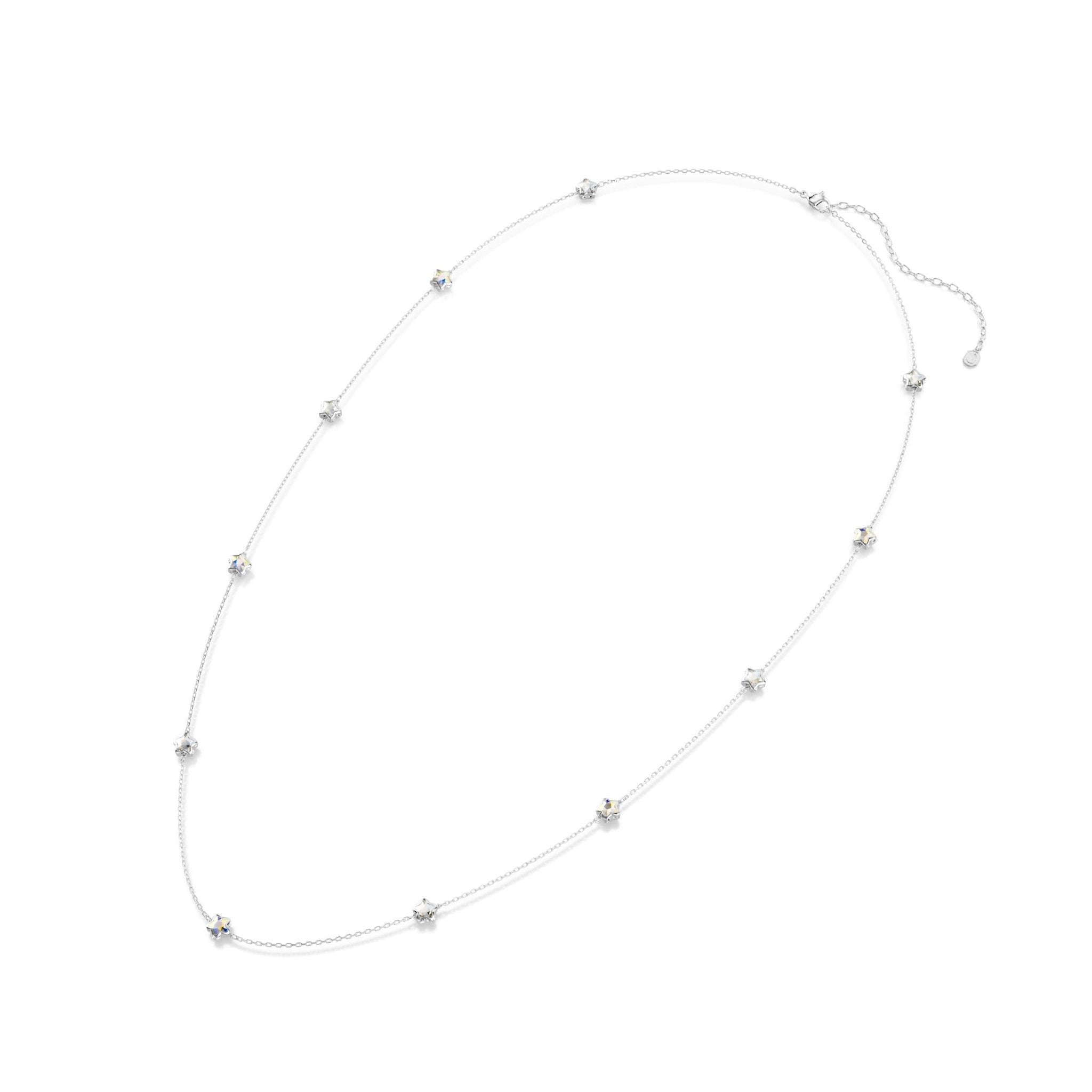 Chroma strandage, Star, White, Rhodium plated -Swarovski