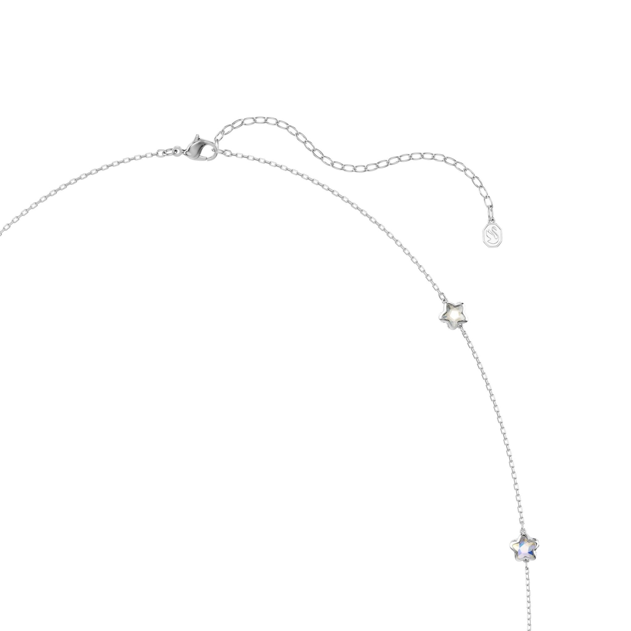 Chroma strandage, Star, White, Rhodium plated -Swarovski