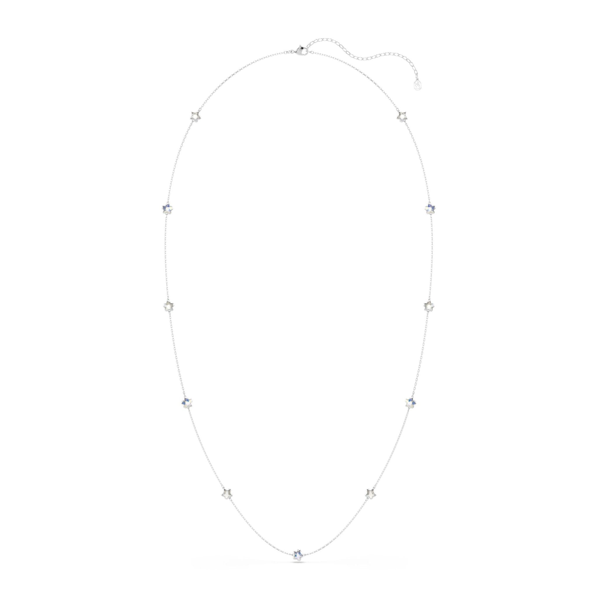 Chroma strandage, Star, White, Rhodium plated -Swarovski