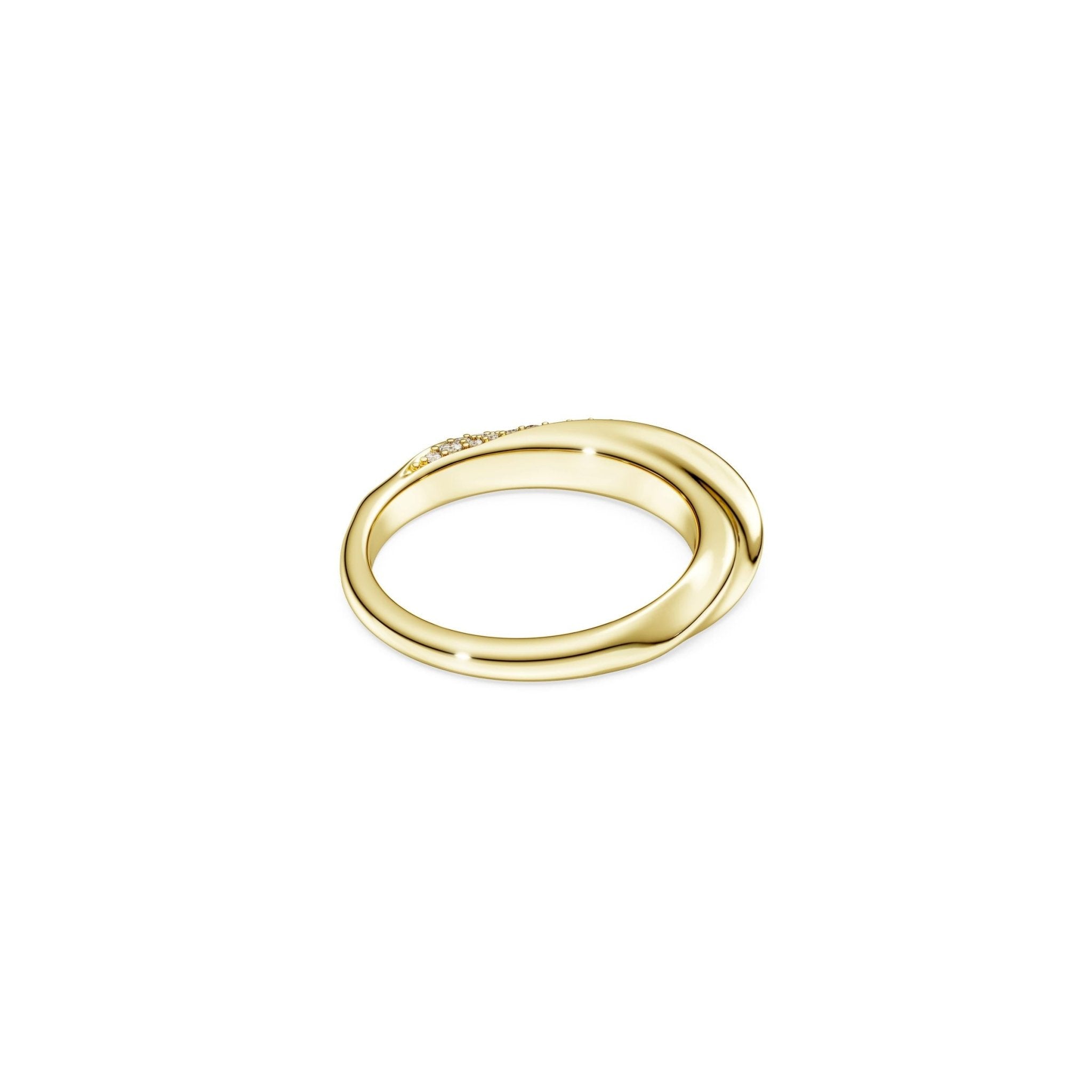 Classica band ring, Round cut, White, Sterling silver, 18K gold finish -Swarovski