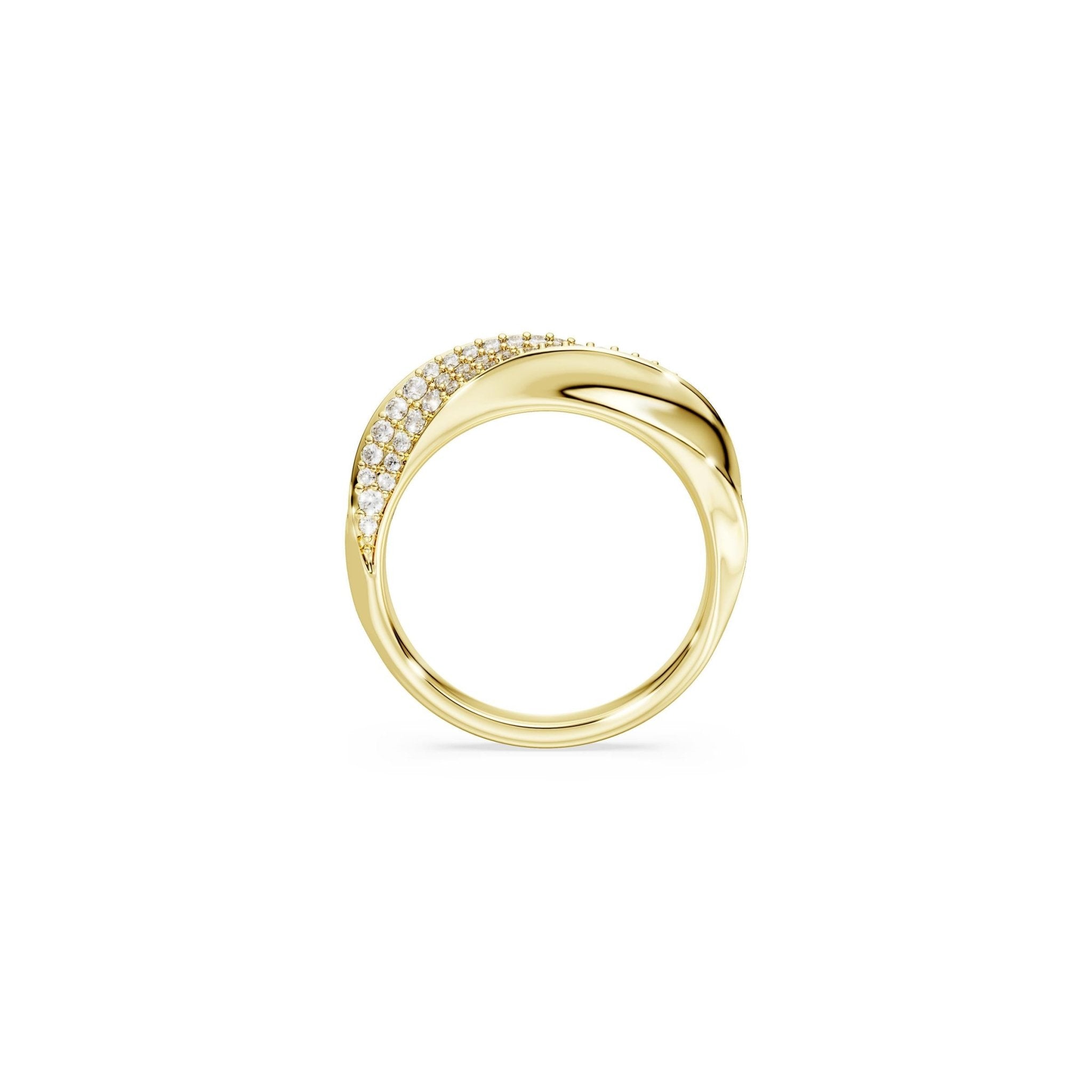 Classica band ring, Round cut, White, Sterling silver, 18K gold finish -Swarovski