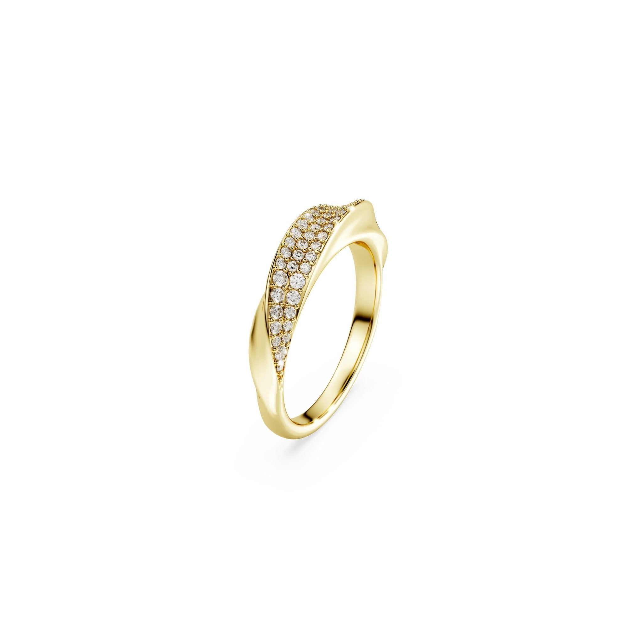 Classica band ring, Round cut, White, Sterling silver, 18K gold finish -Swarovski