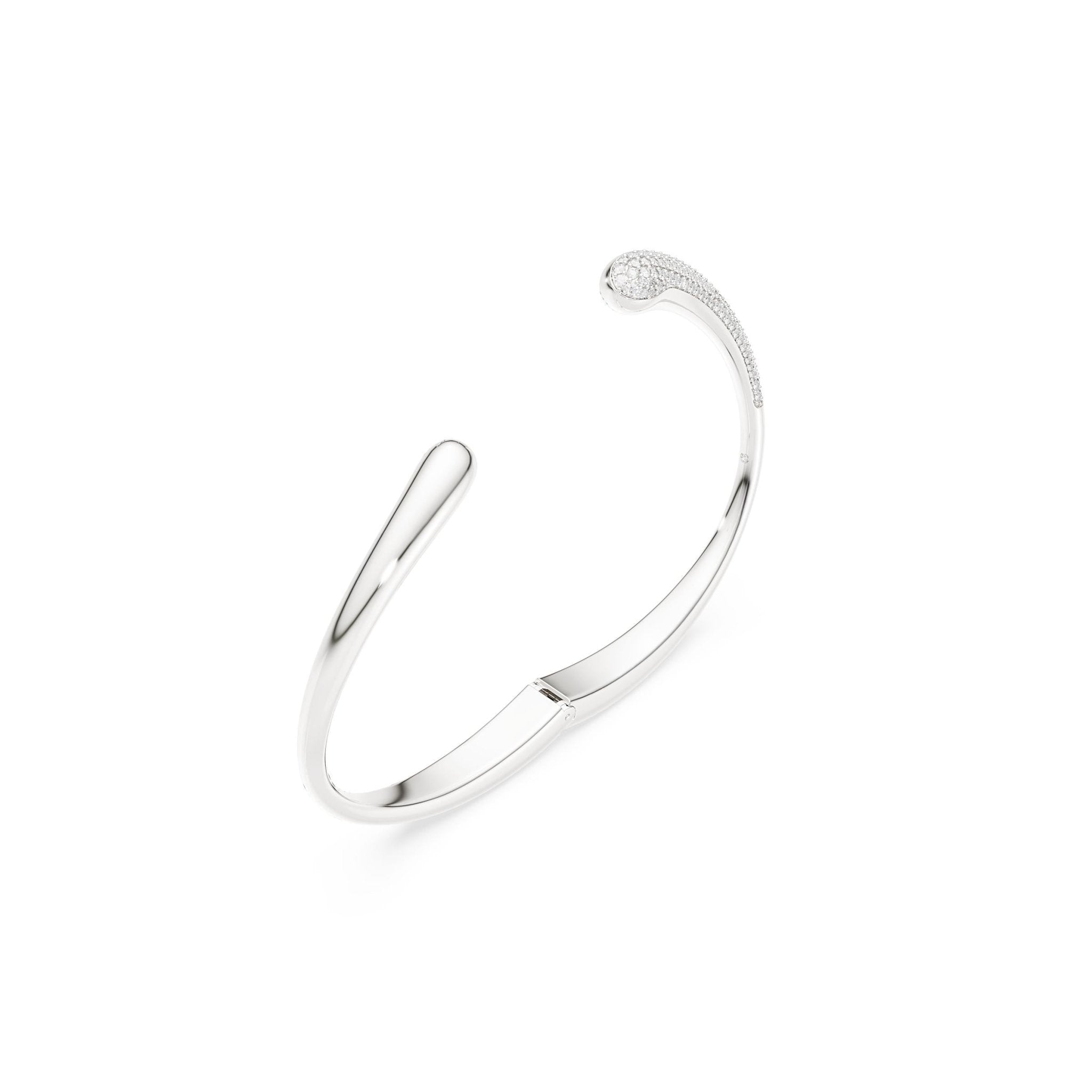 Classica bangle, Intertwining, Round cut, White, Sterling silver -Swarovski