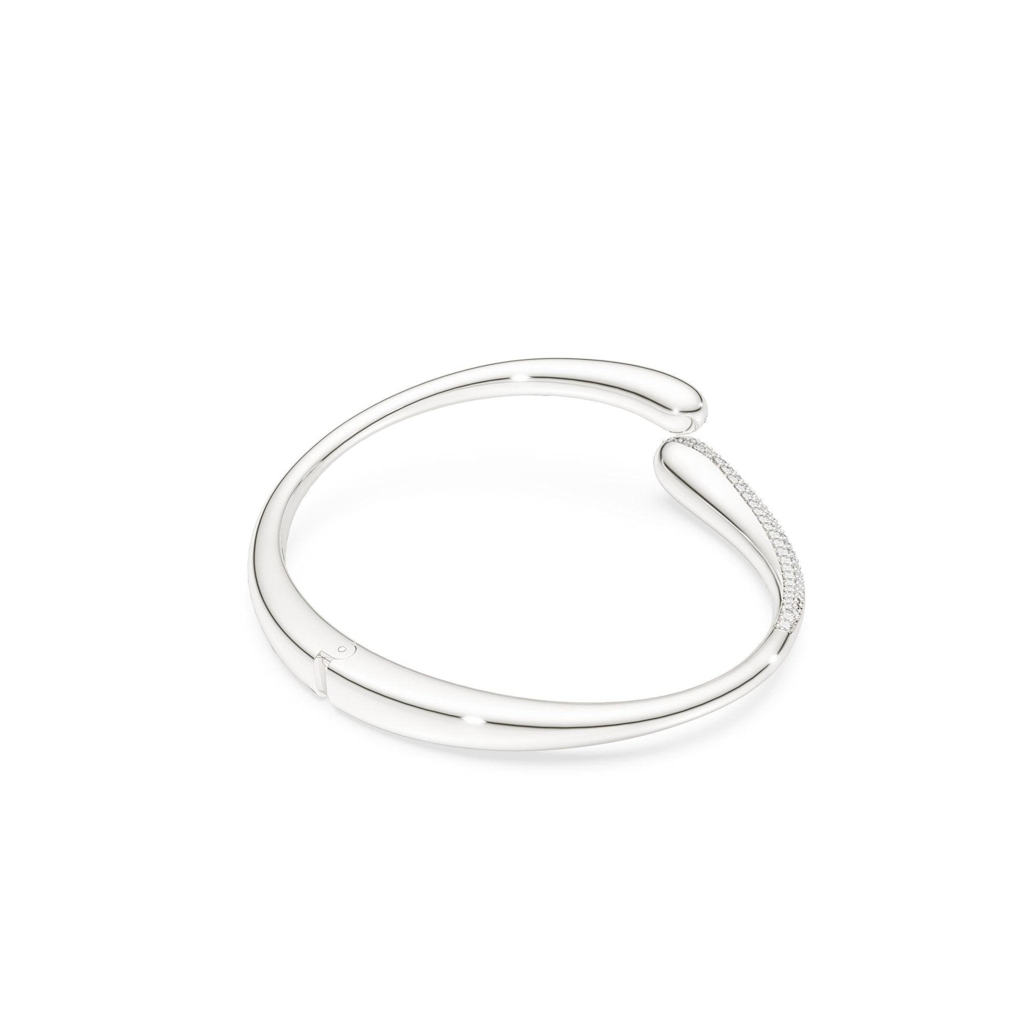 Classica bangle, Intertwining, Round cut, White, Sterling silver -Swarovski