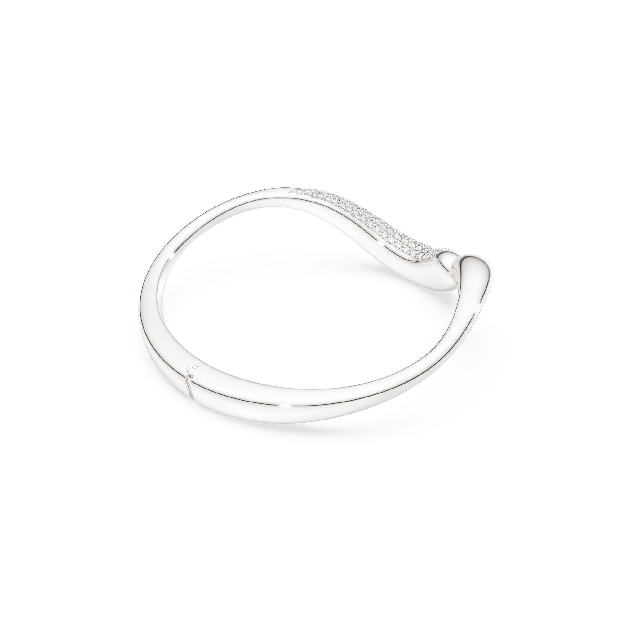 Classica bangle, Open, Round cut, White, Sterling silver -Swarovski
