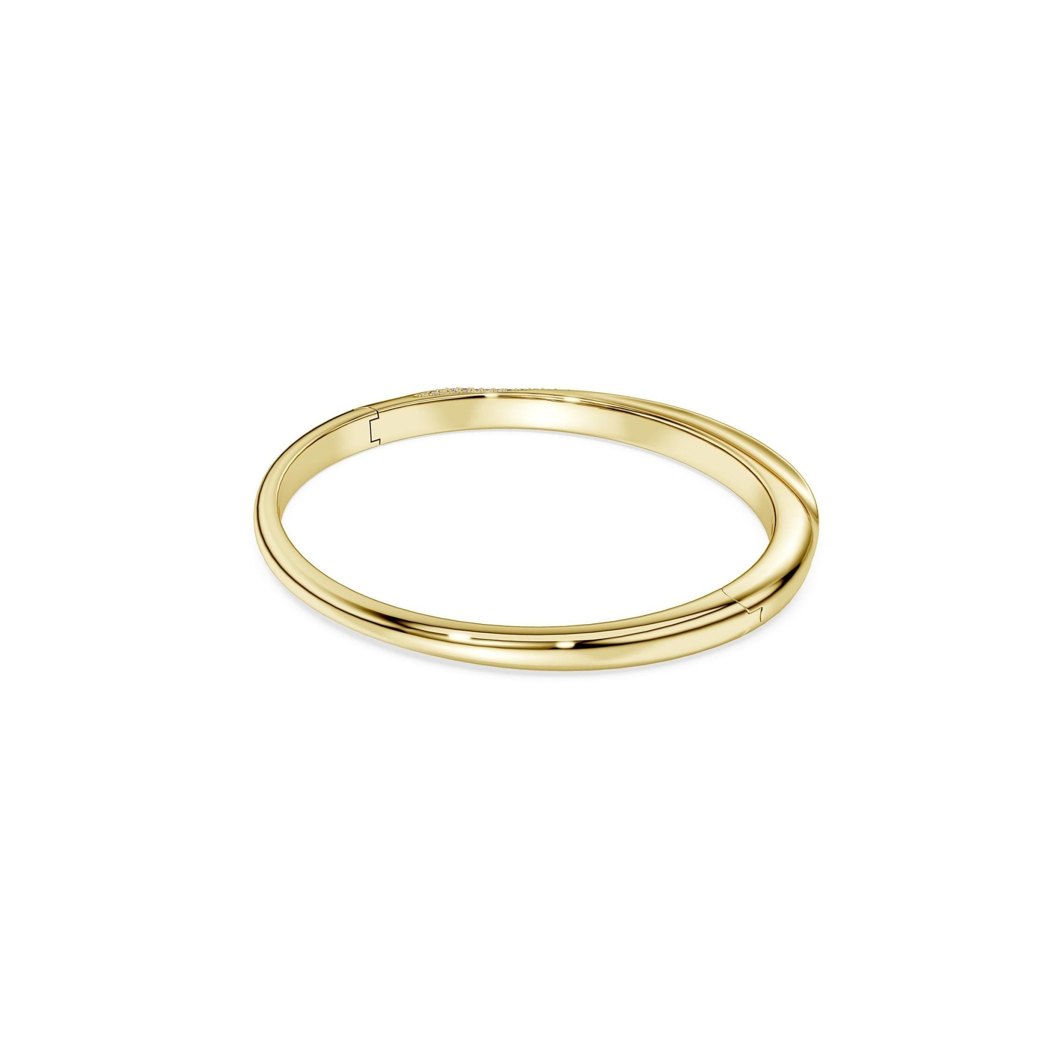 Classica bangle, Round cut, White, Sterling silver, 18K gold finish -Swarovski