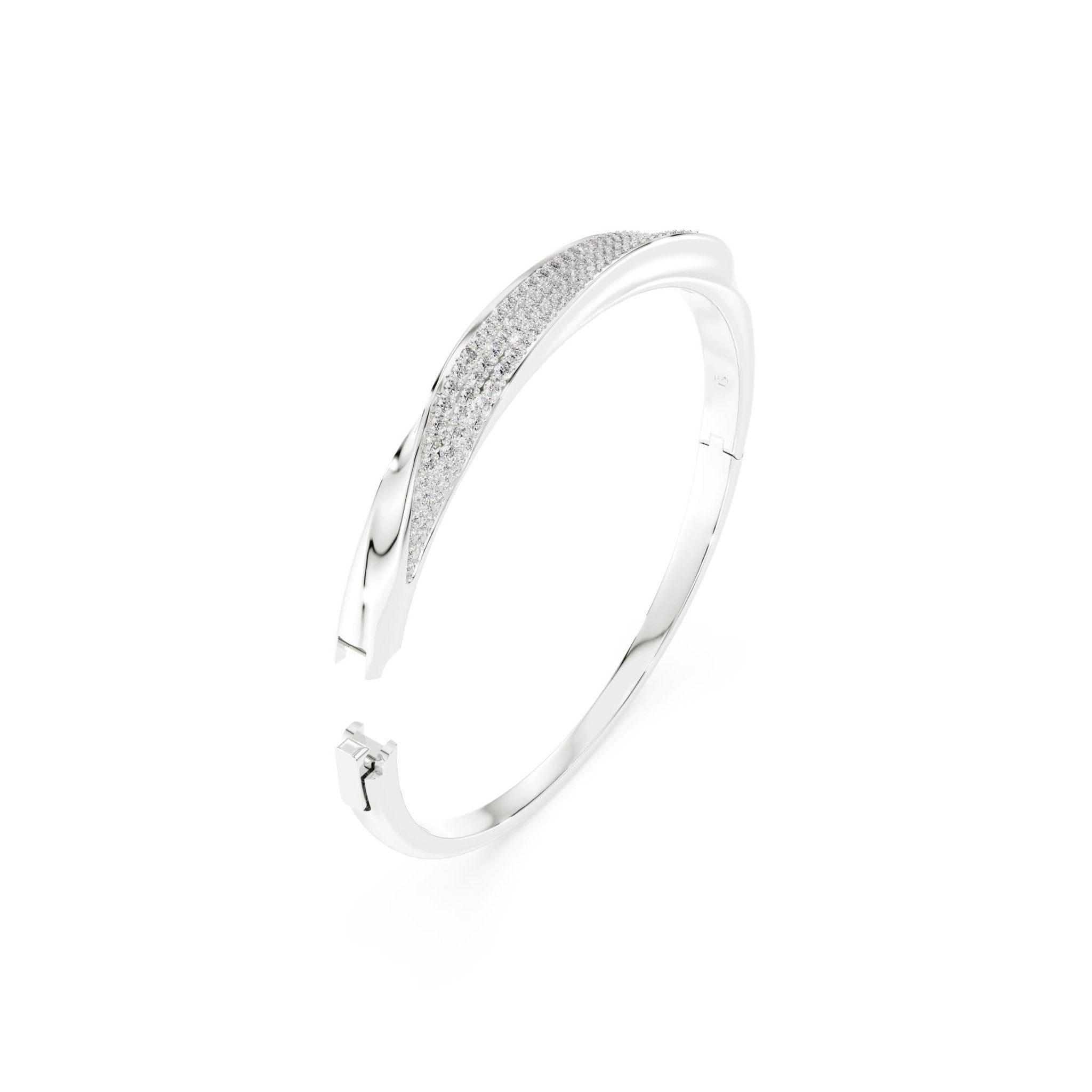 Classica bangle, Round cut, White, Sterling silver -Swarovski