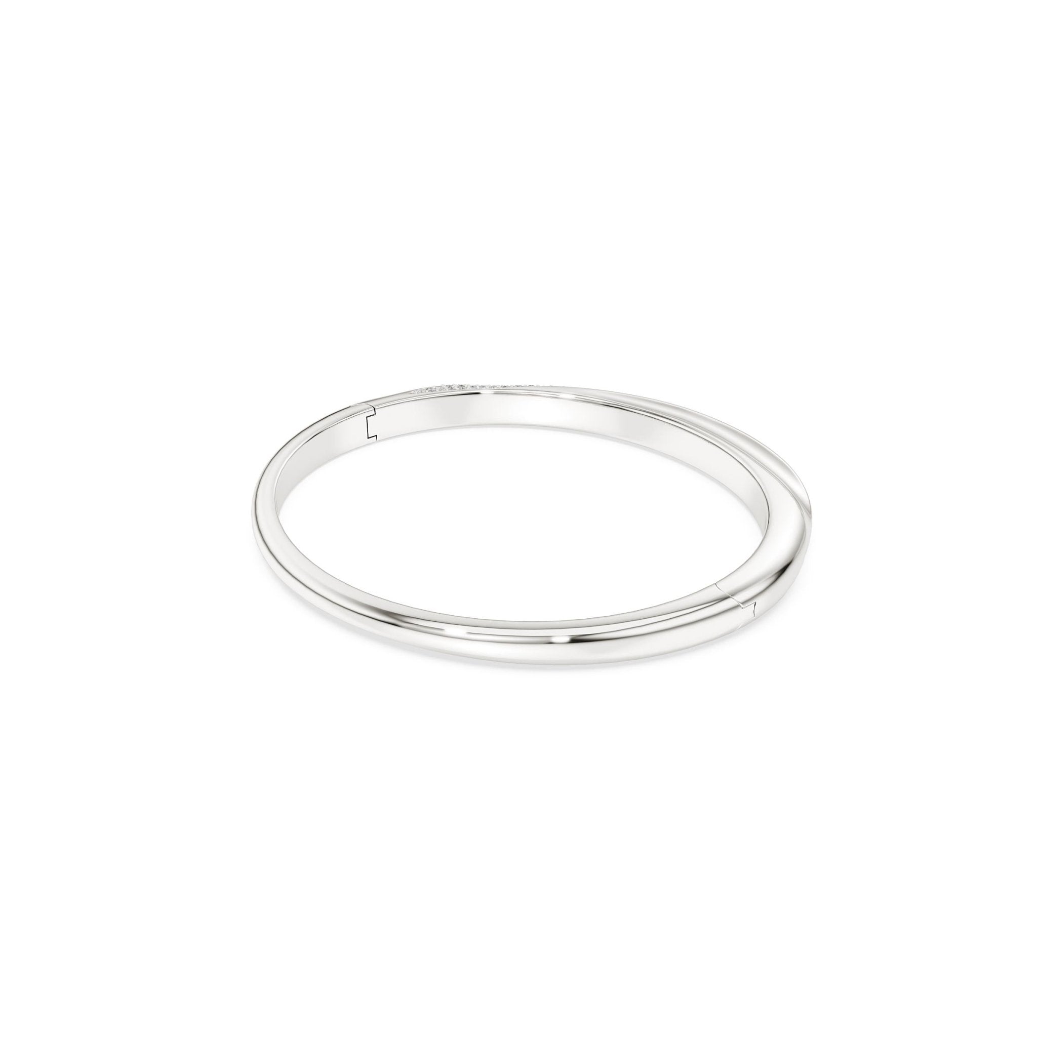 Classica bangle, Round cut, White, Sterling silver -Swarovski