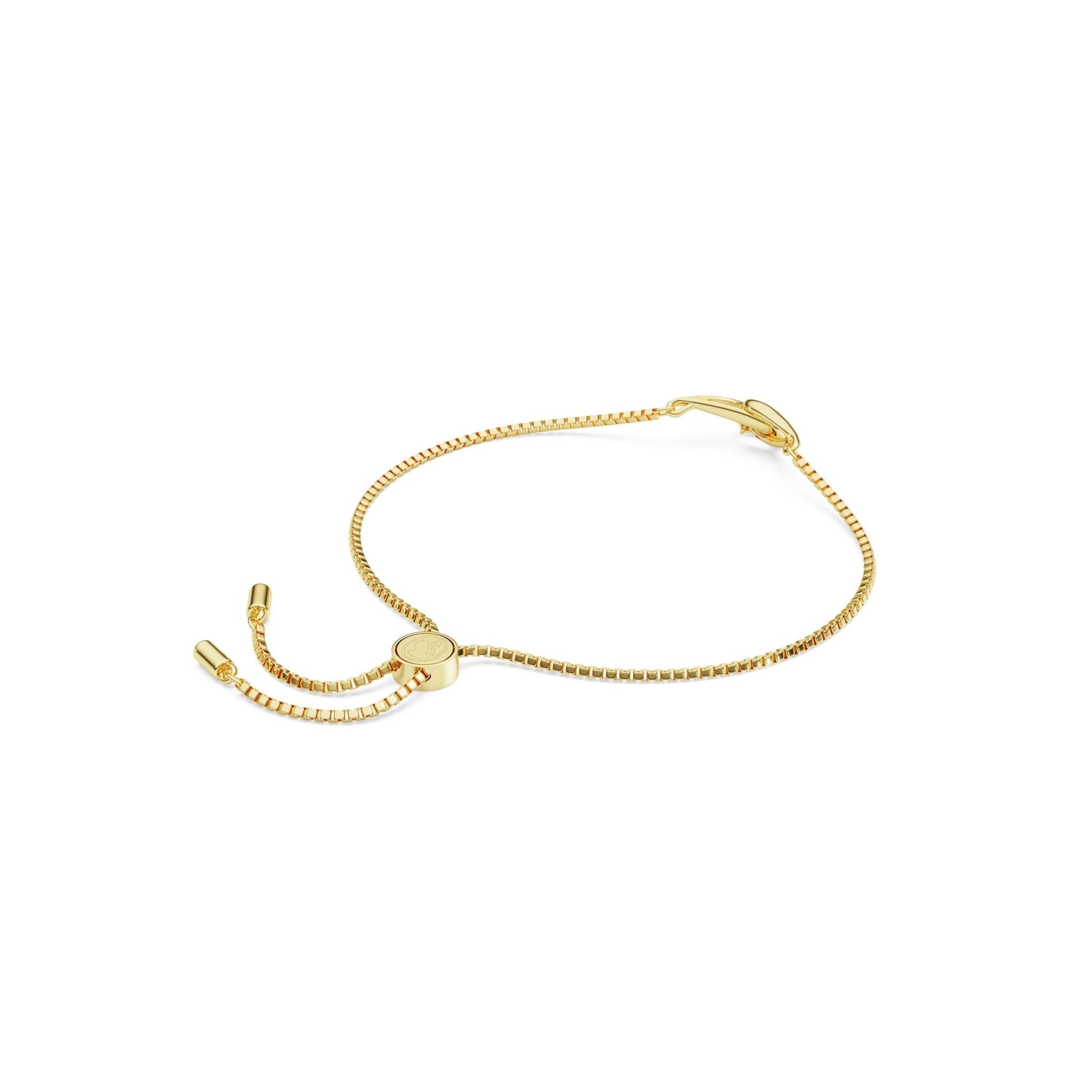Classica bracelet, Round cut, Interlocking, White, Sterling silver, 18K gold finish -Swarovski