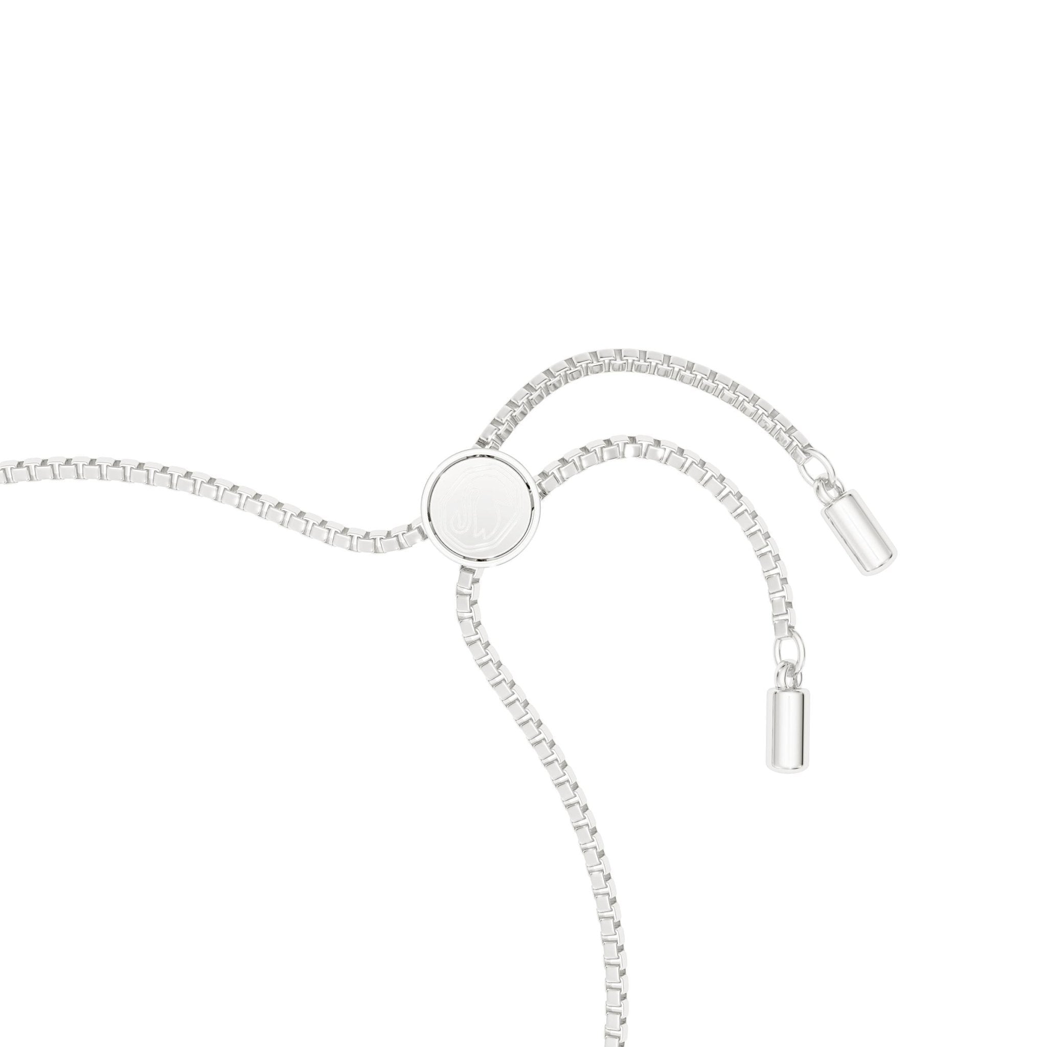 Classica bracelet, Round cut, Interlocking, White, Sterling silver -Swarovski