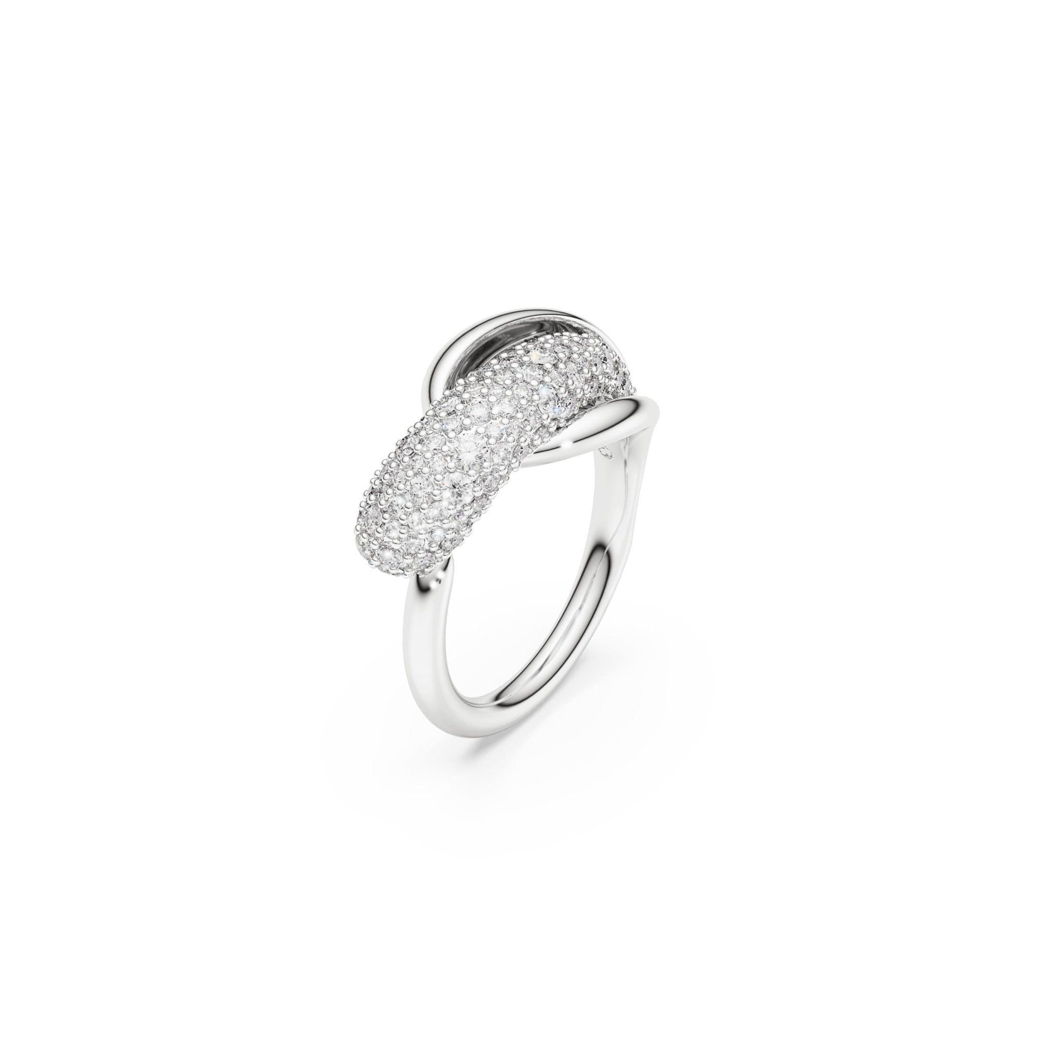 Classica cocktail ring, Round cut, White, Sterling silver -Swarovski
