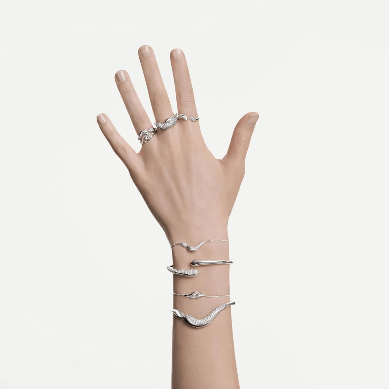 Classica cocktail ring, Round cut, White, Sterling silver -Swarovski
