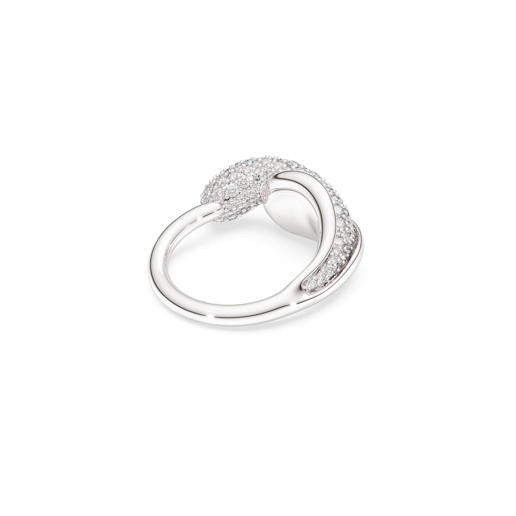 Classica cocktail ring, Round cut, White, Sterling silver -Swarovski