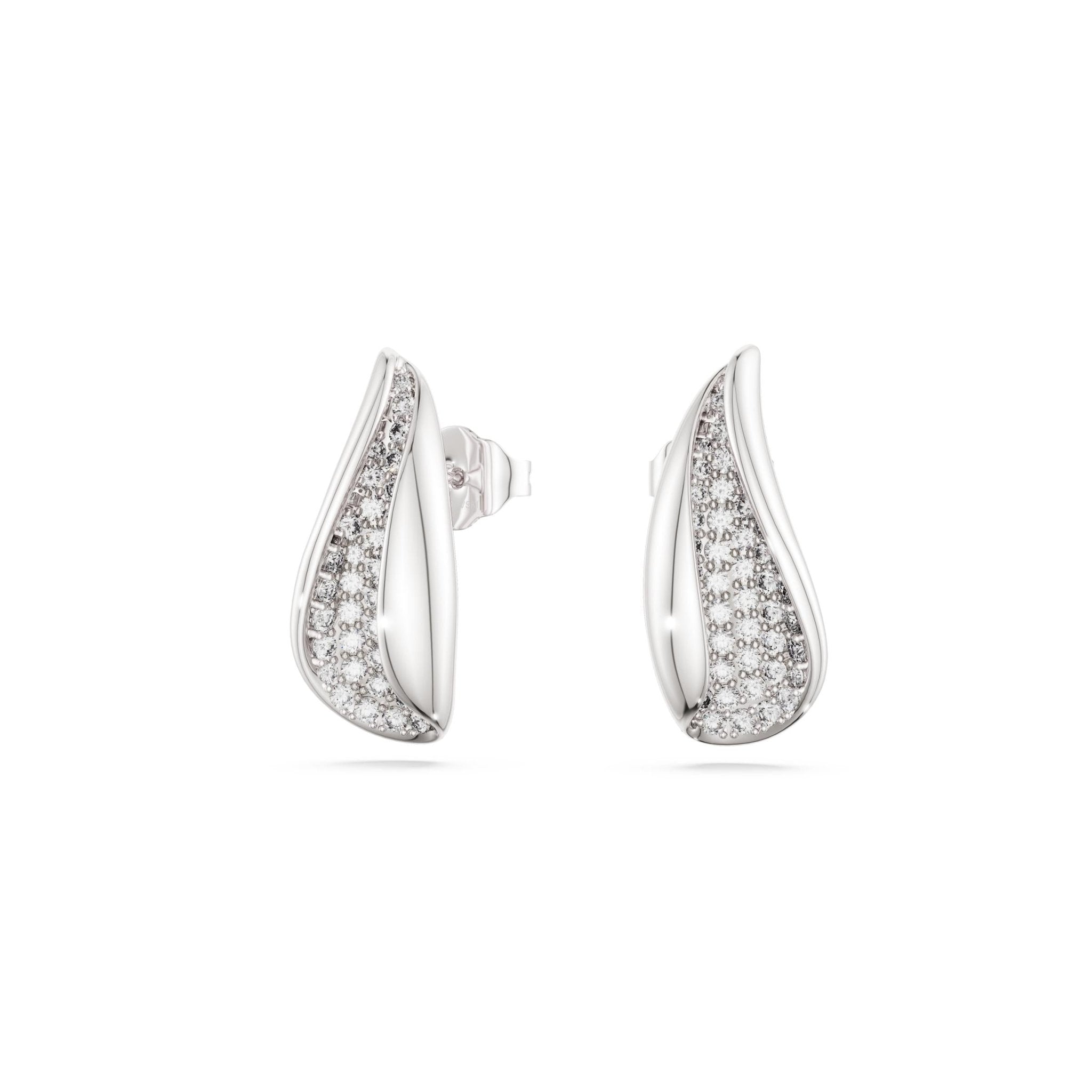 Classica drop earrings, Round cut, White, Sterling silver -Swarovski