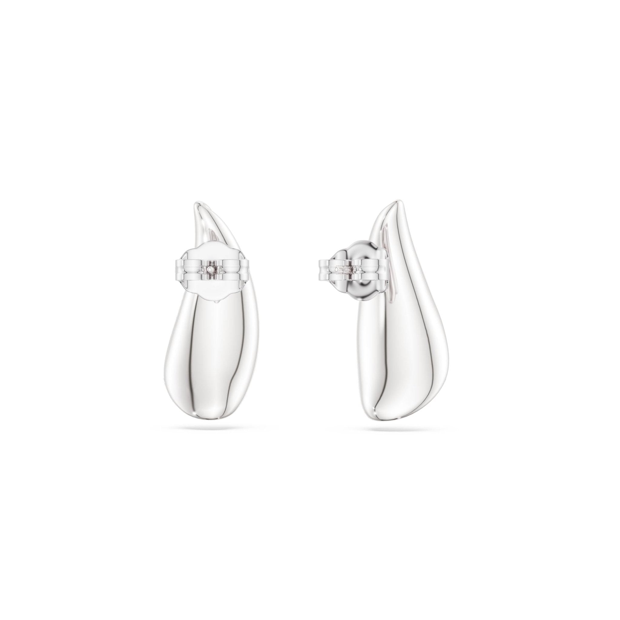 Classica drop earrings, Round cut, White, Sterling silver -Swarovski