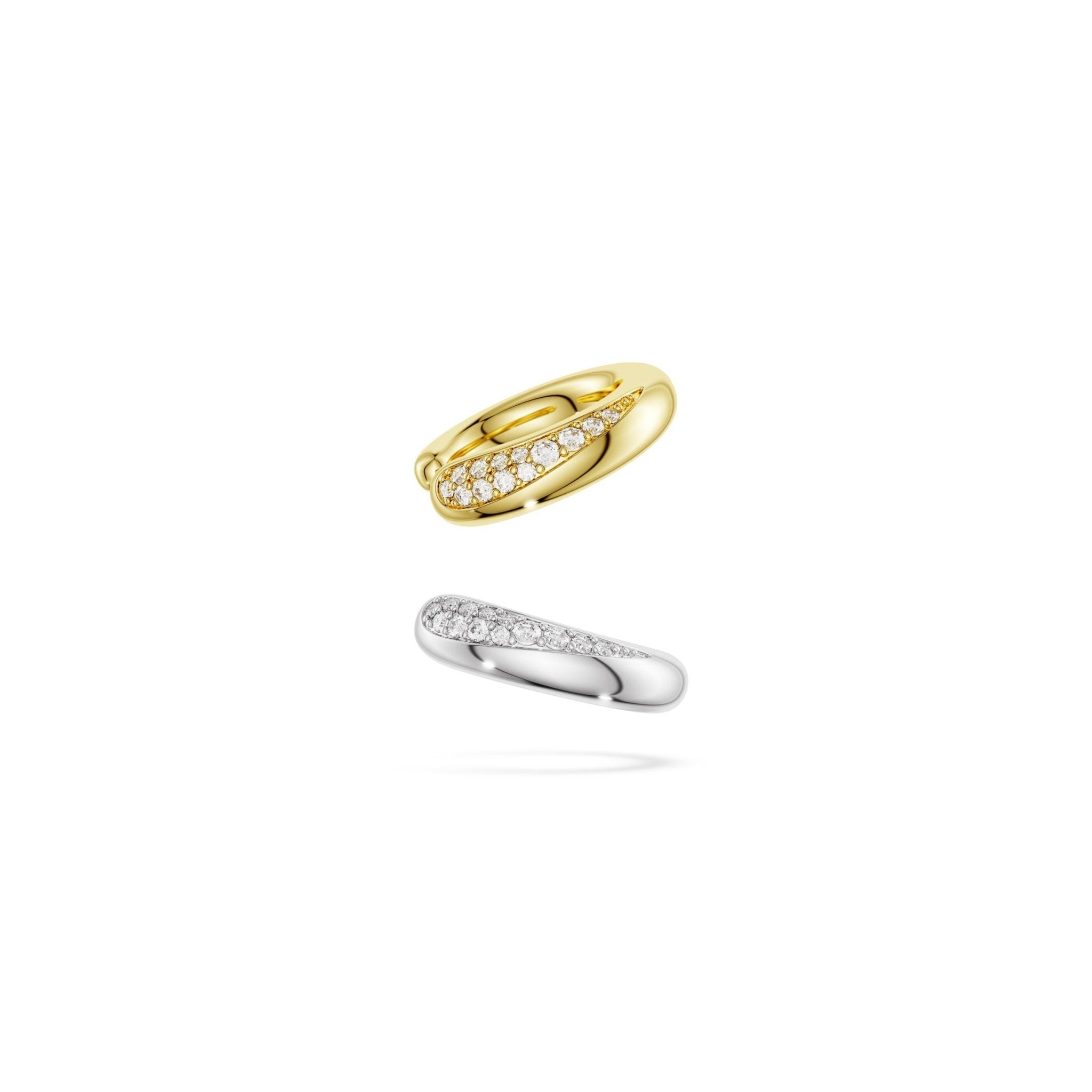 Classica ear cuffs, Round cut, White, Sterling silver, 18K gold finish -Swarovski
