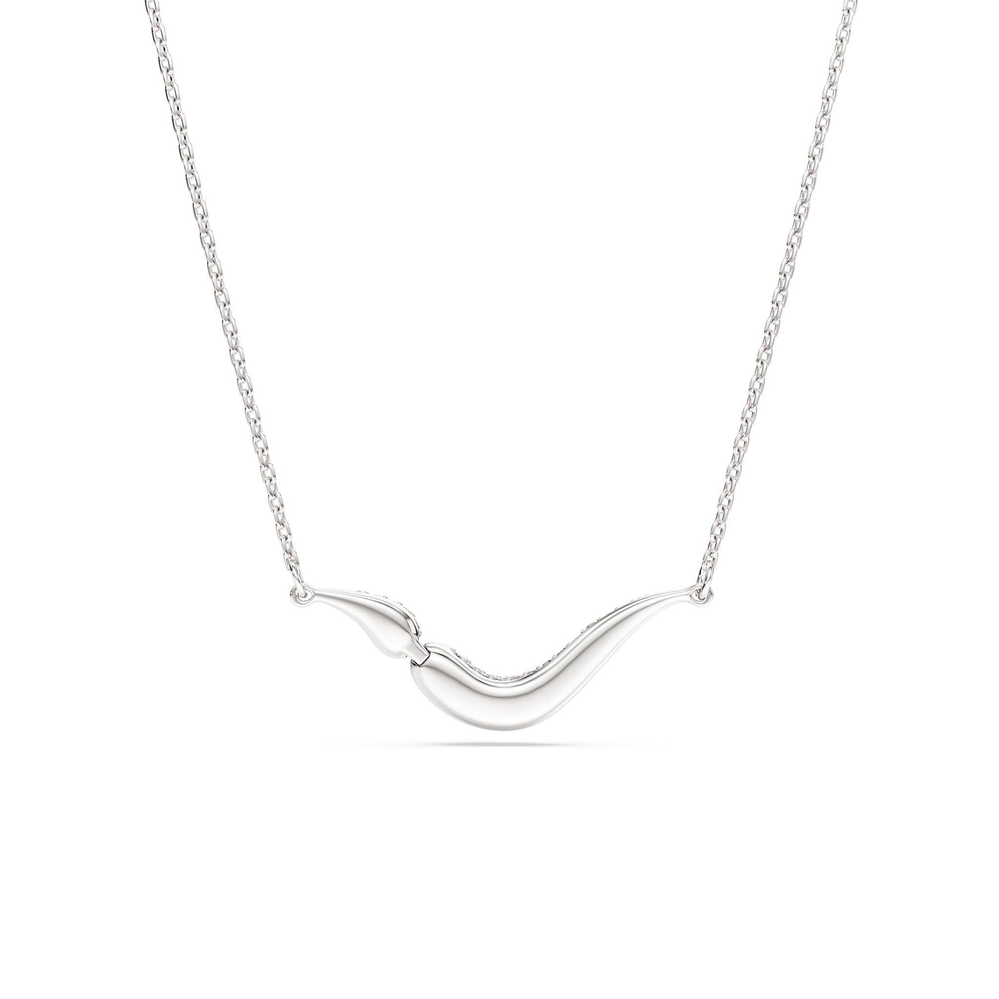 Classica necklace, Round cut, White, Sterling silver -Swarovski