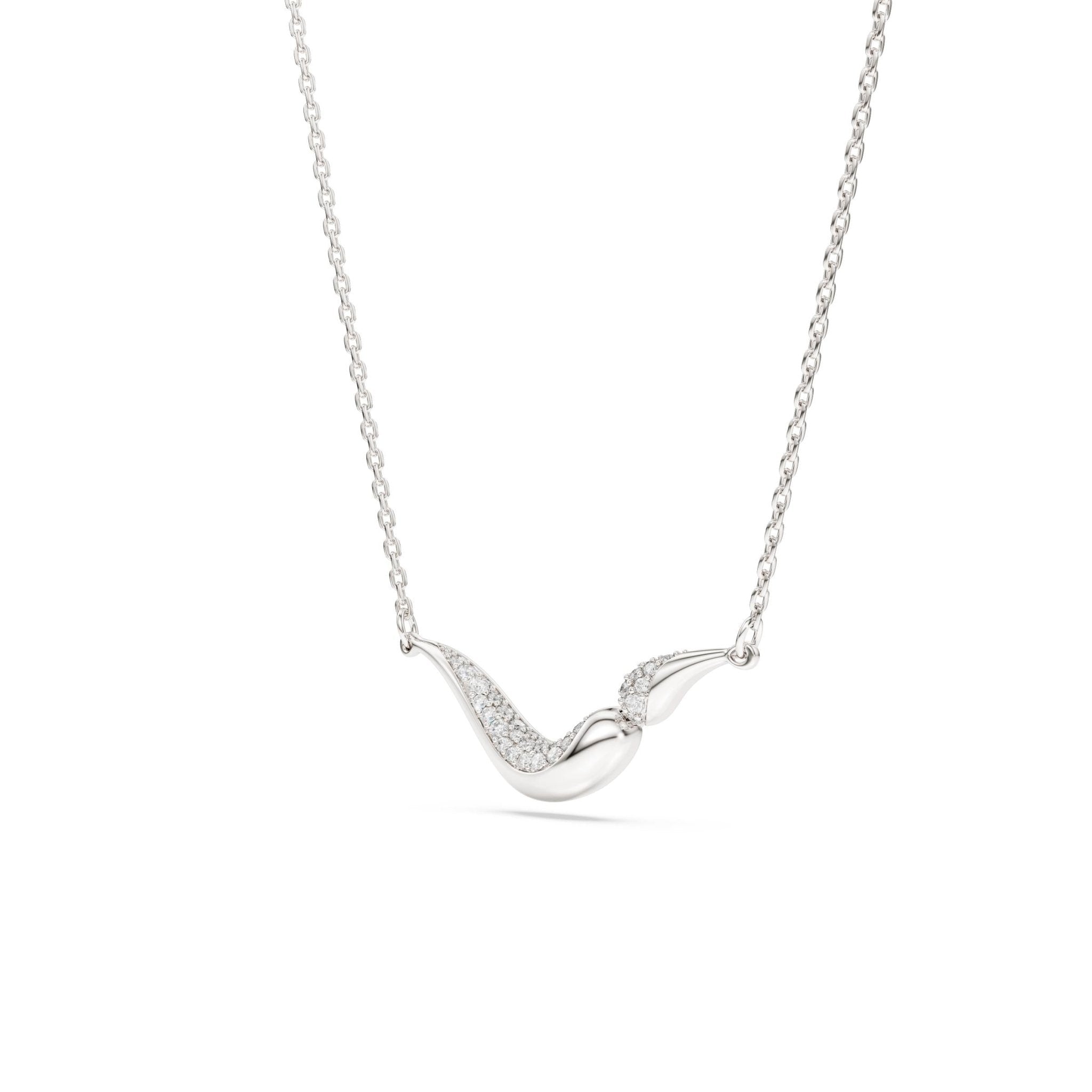 Classica necklace, Round cut, White, Sterling silver -Swarovski